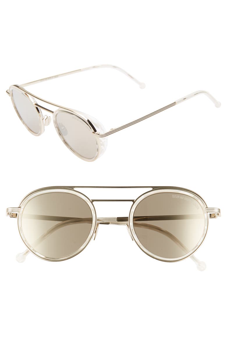 Cutler And Gross 47MM ROUND SUNGLASSES - GOLD/ ANGEL PEARL