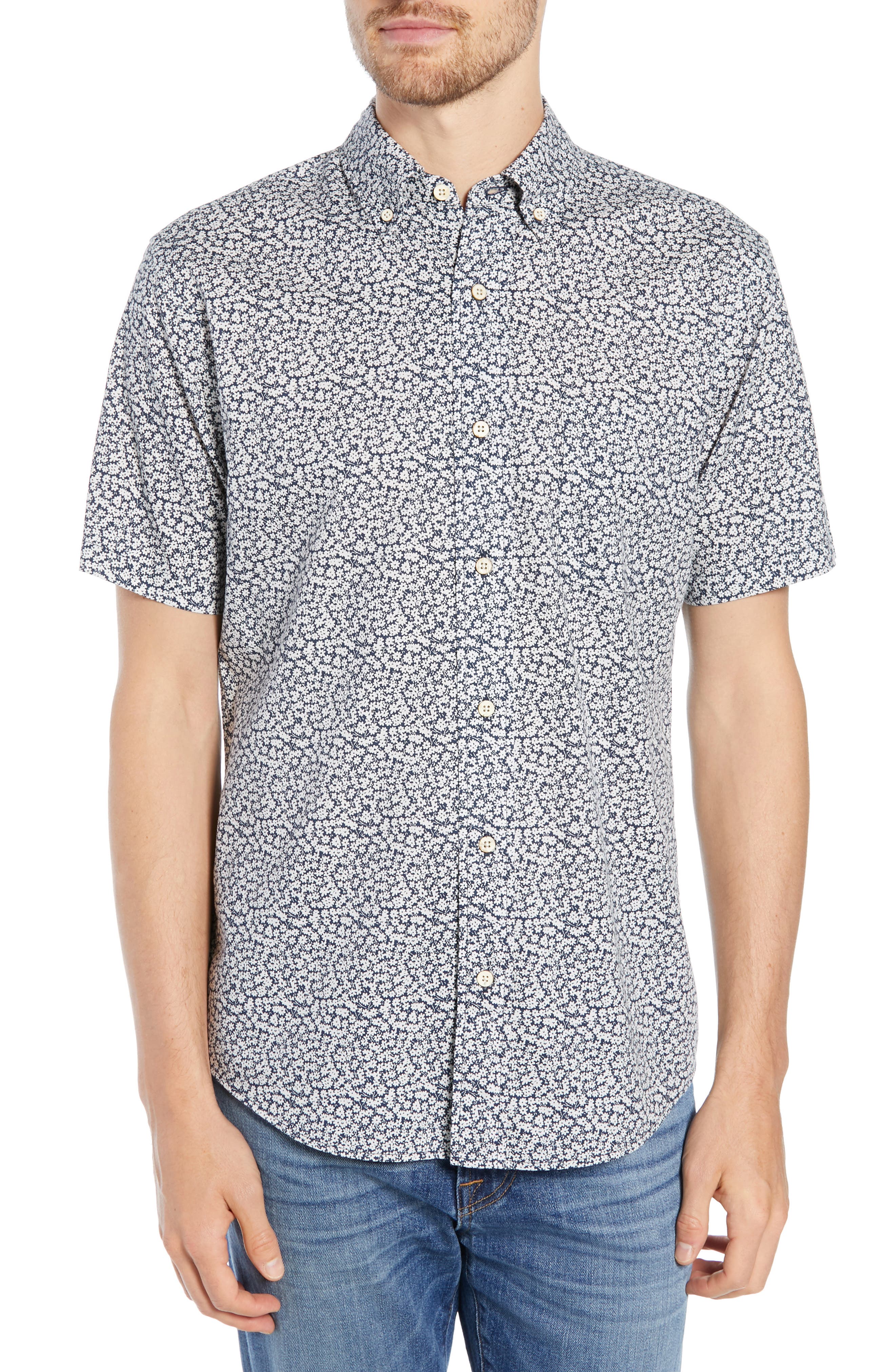 Faherty Pacific Regular Fit Short Sleeve Sport Shirt