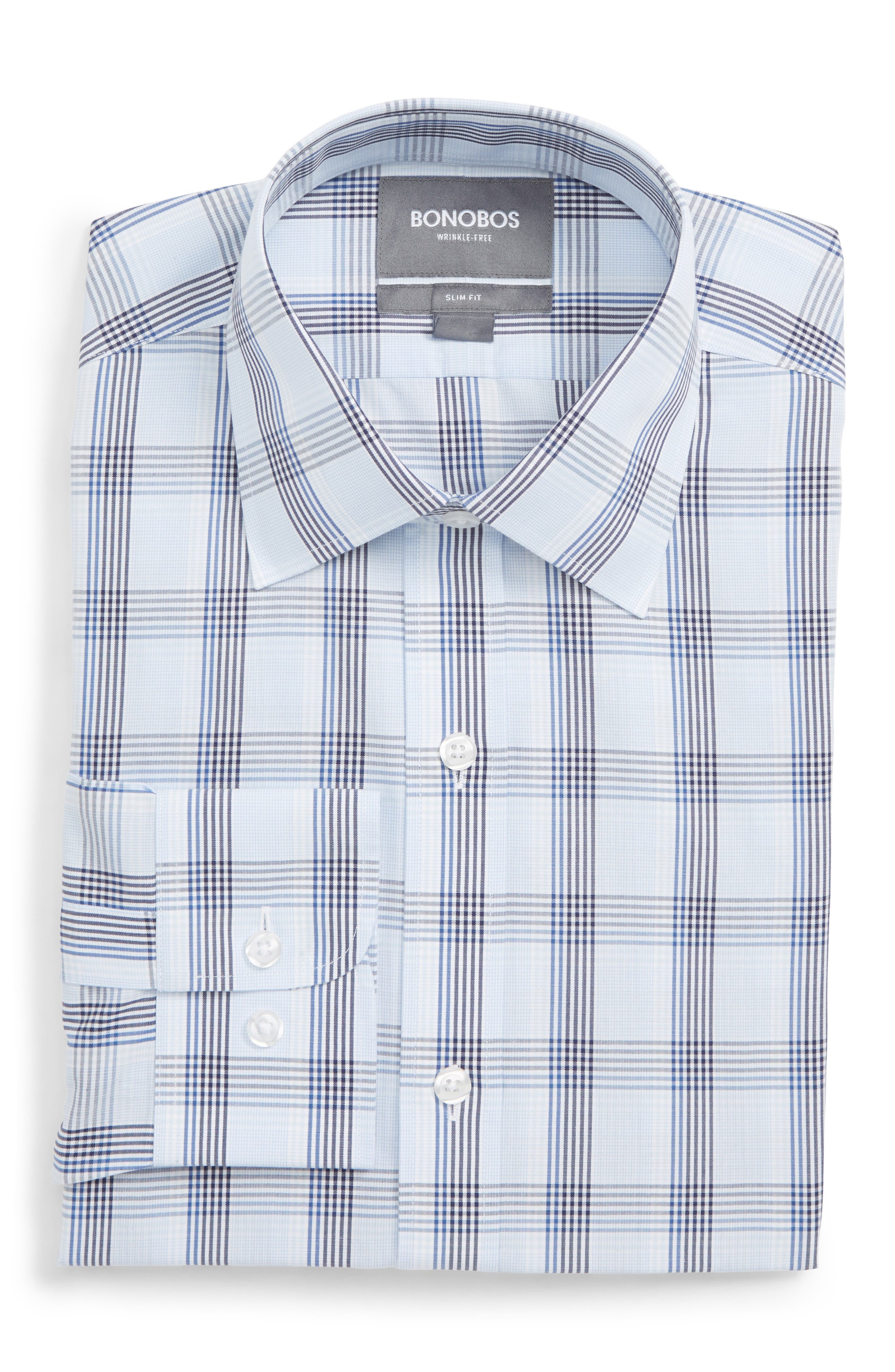 Bonobos Daily Grind Slim Fit Plaid Dress Shirt, Blue