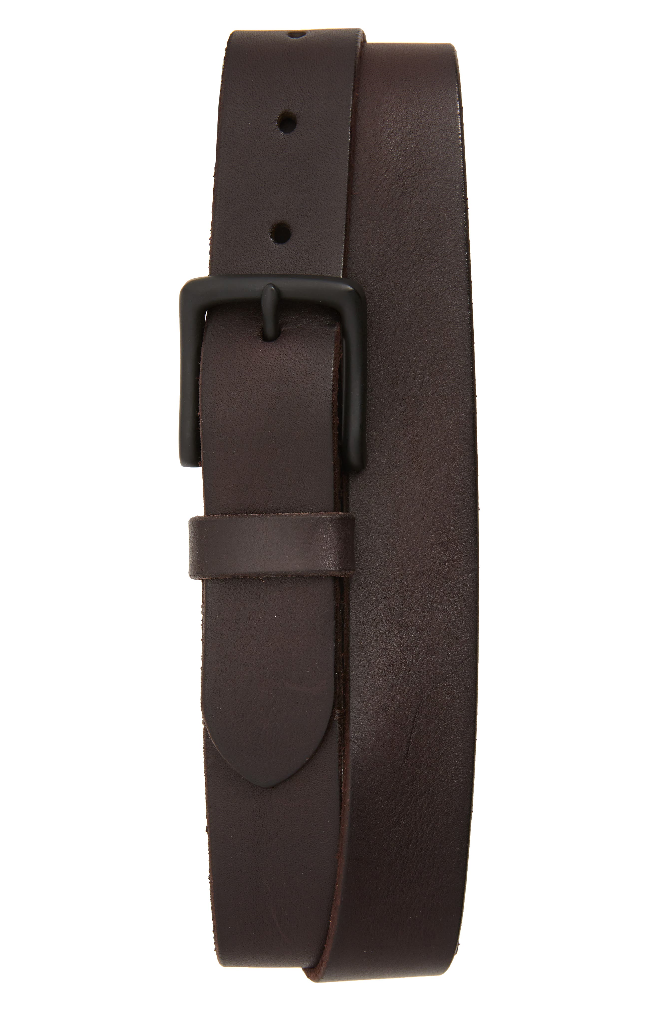 Allsaints Leather Belt, Dark Brown/ Matte Black