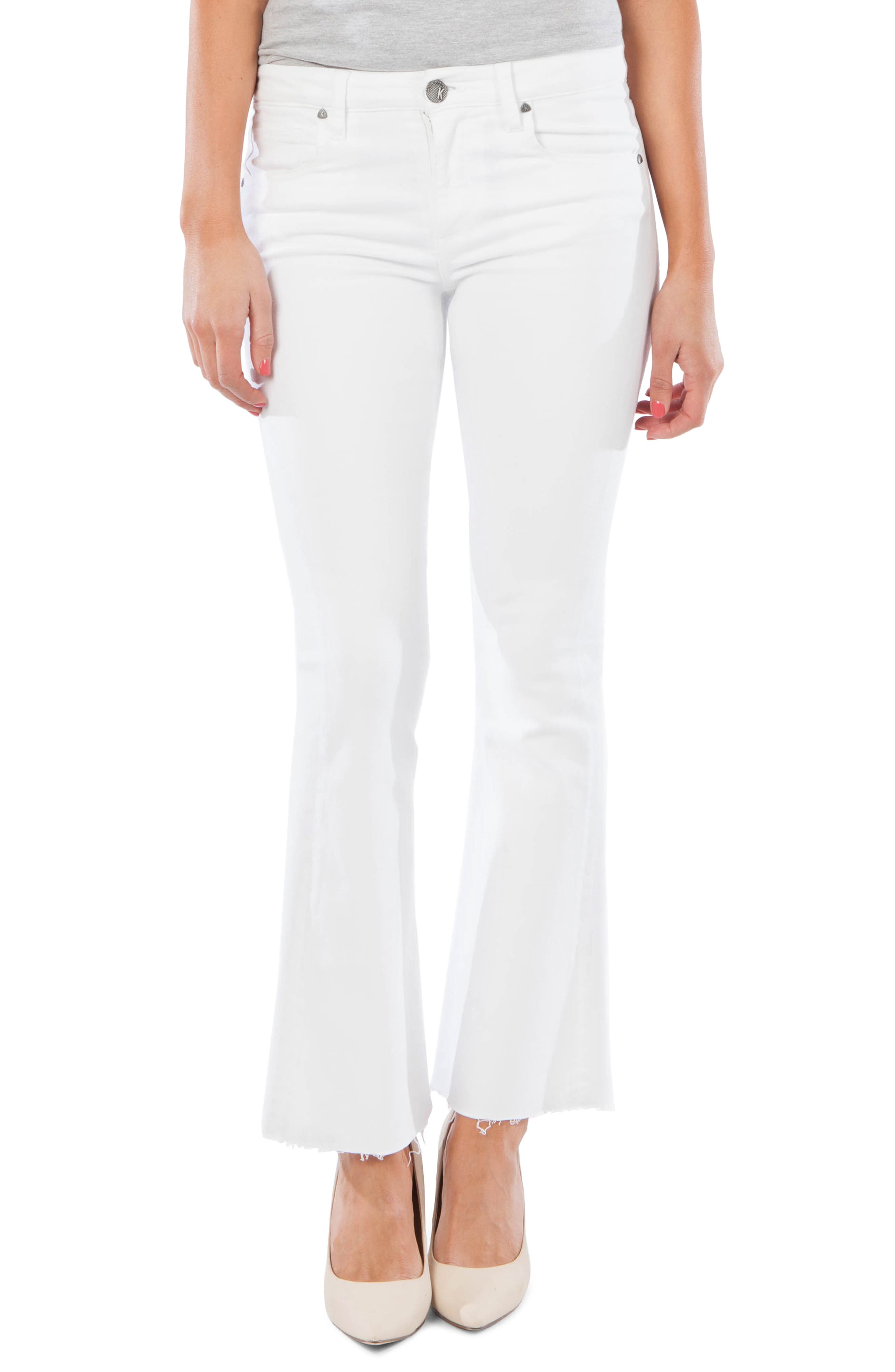 Kut From The Kloth Stella Fray Hem Flare Jeans, White