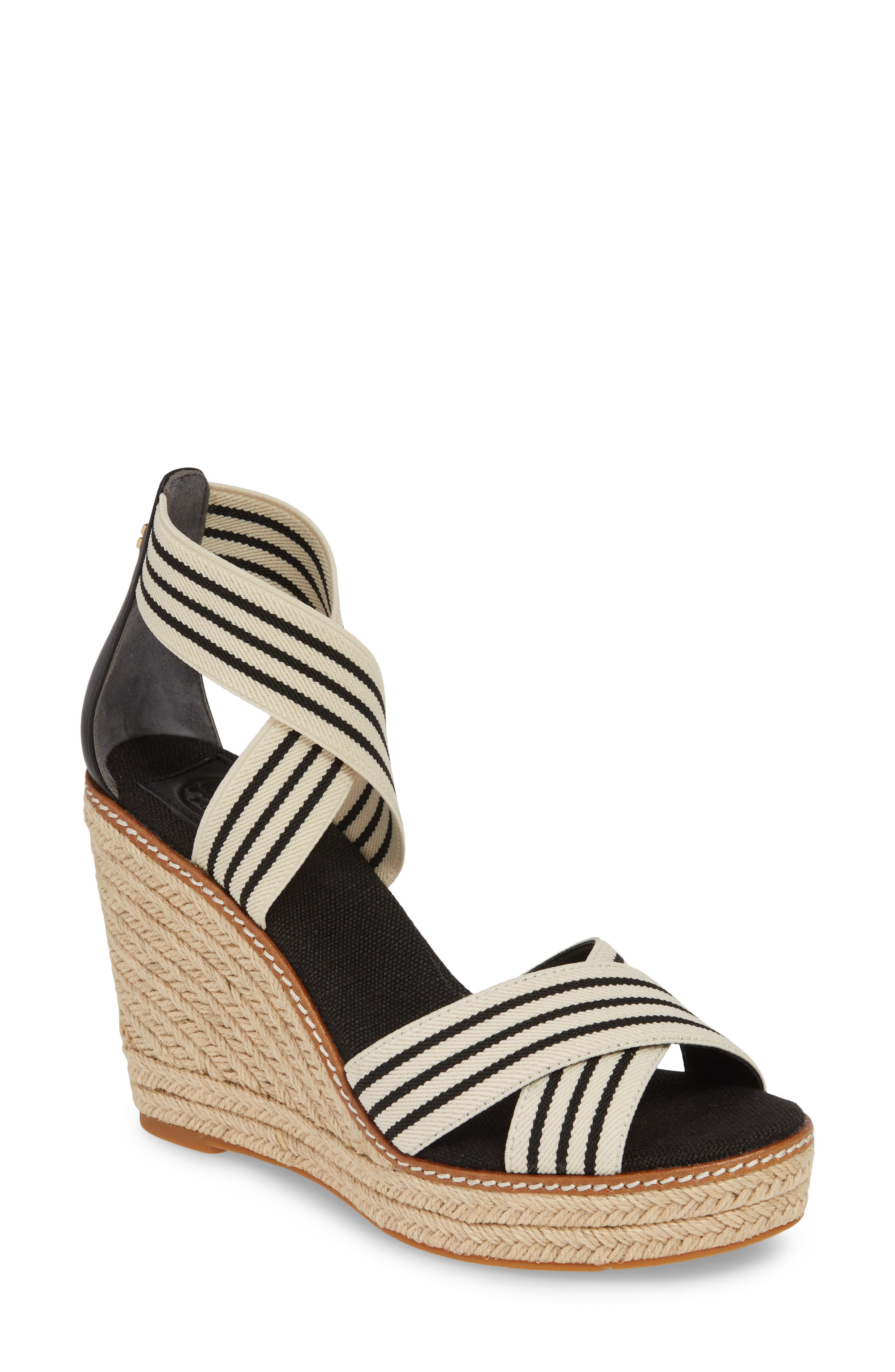 Tory Burch Frieda Espadrille Wedge Sandal- Black
