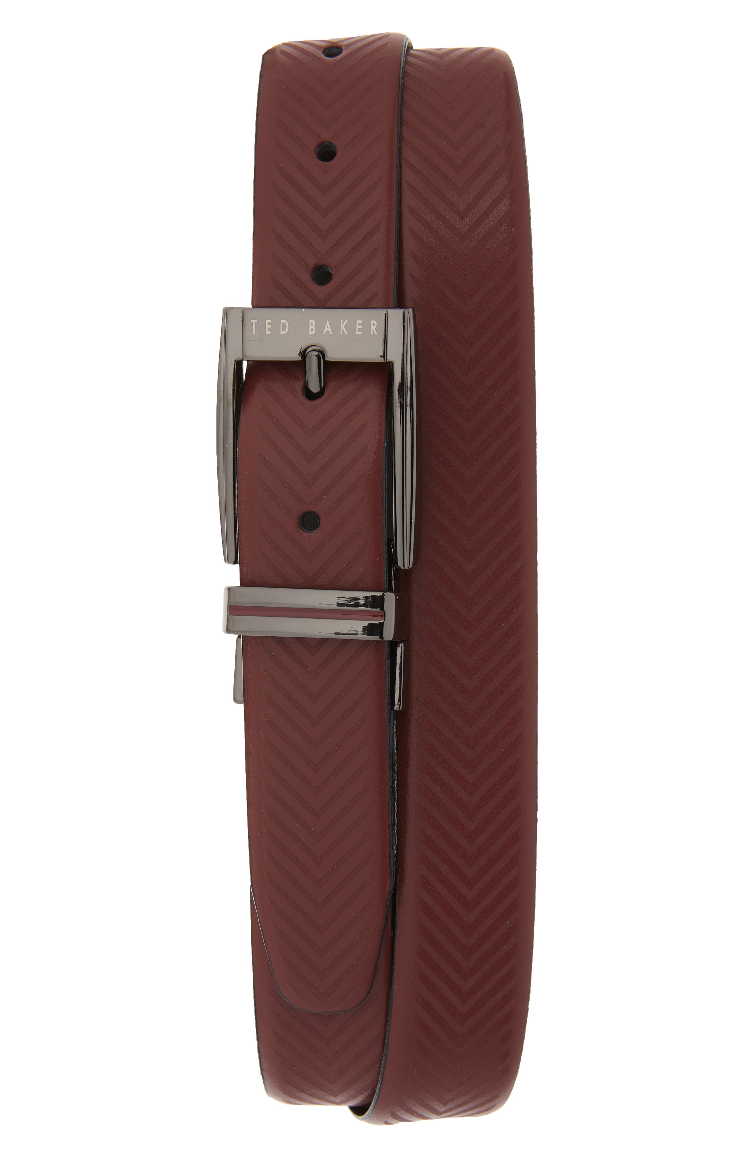 Ted Baker London Herringbone Reversible Belt, Chocolate