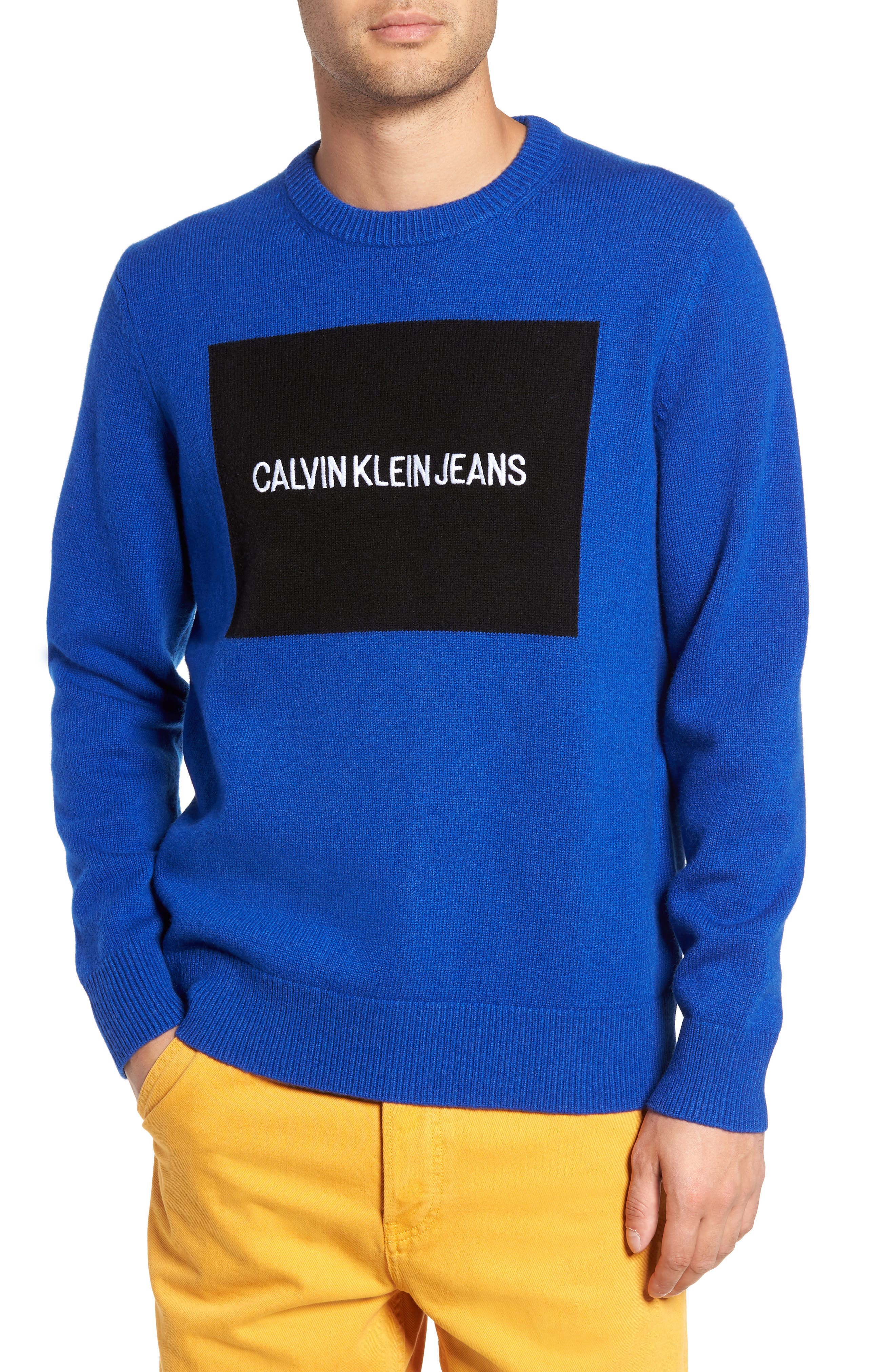 Calvin Klein Jeans Logo Wool Sweater, Blue