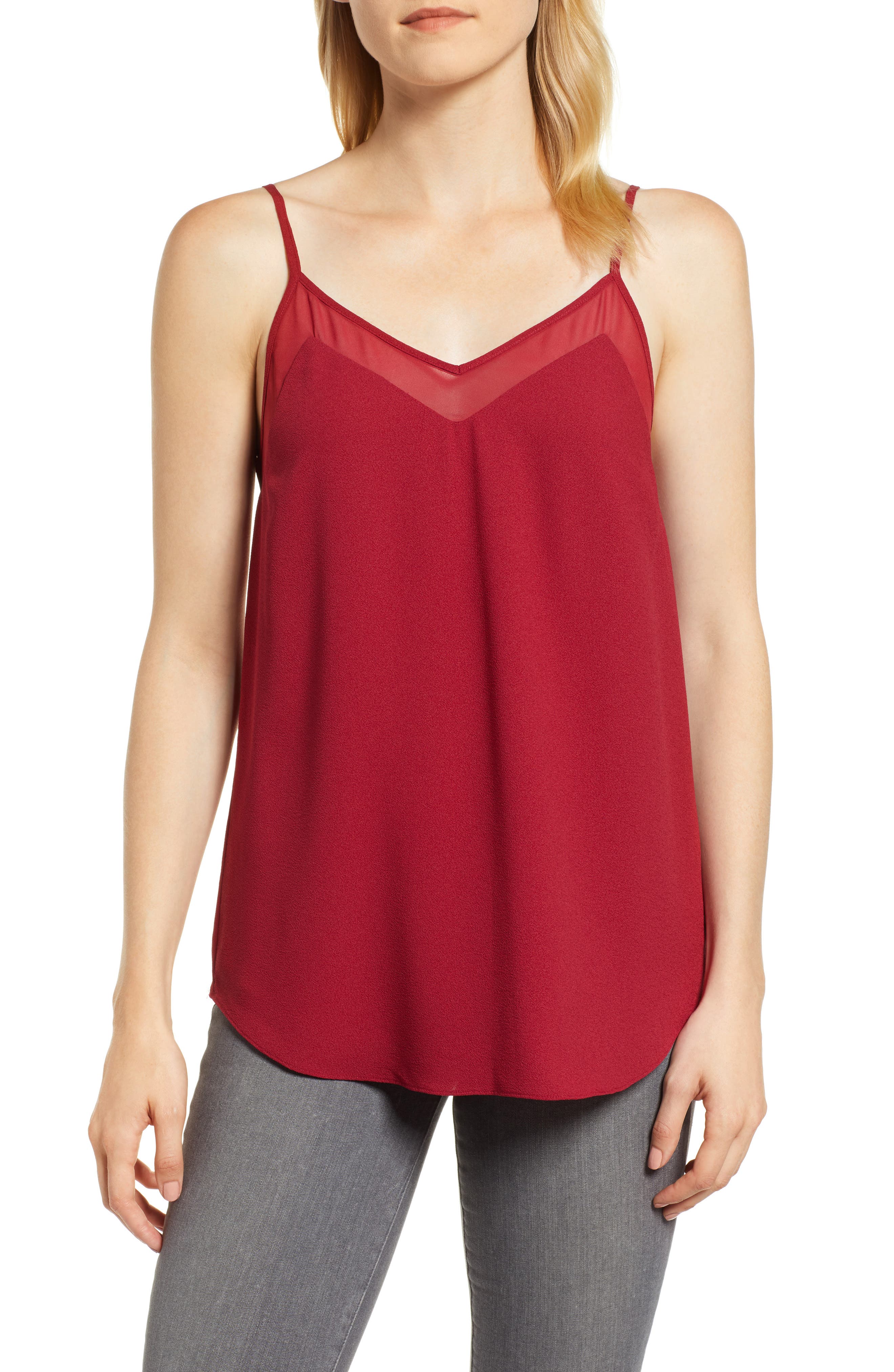1.state Chiffon Inset Camisole, Red