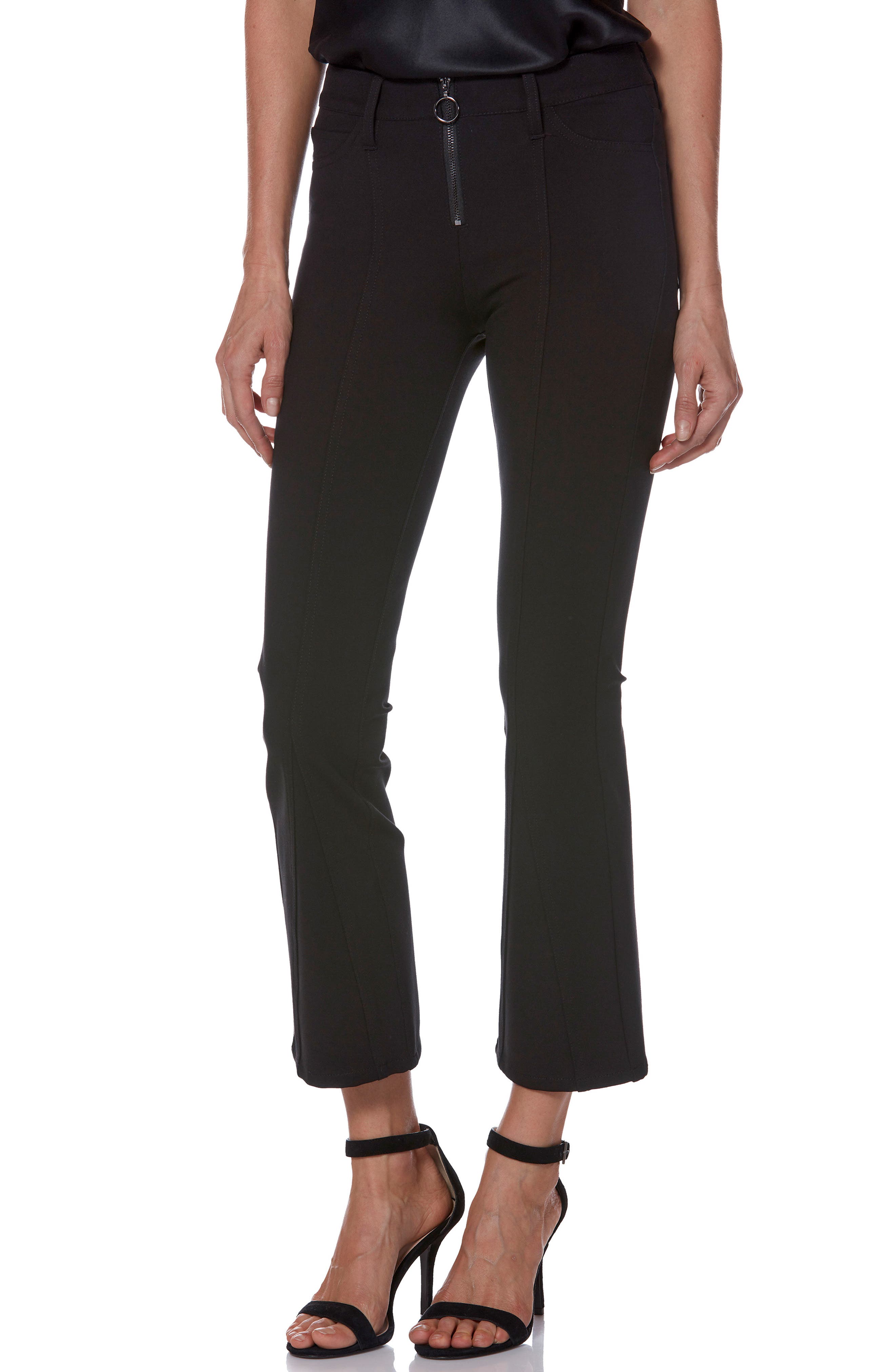 Paige Colette Zip High Waist Crop Flare Ponte Pants, 3 - Black