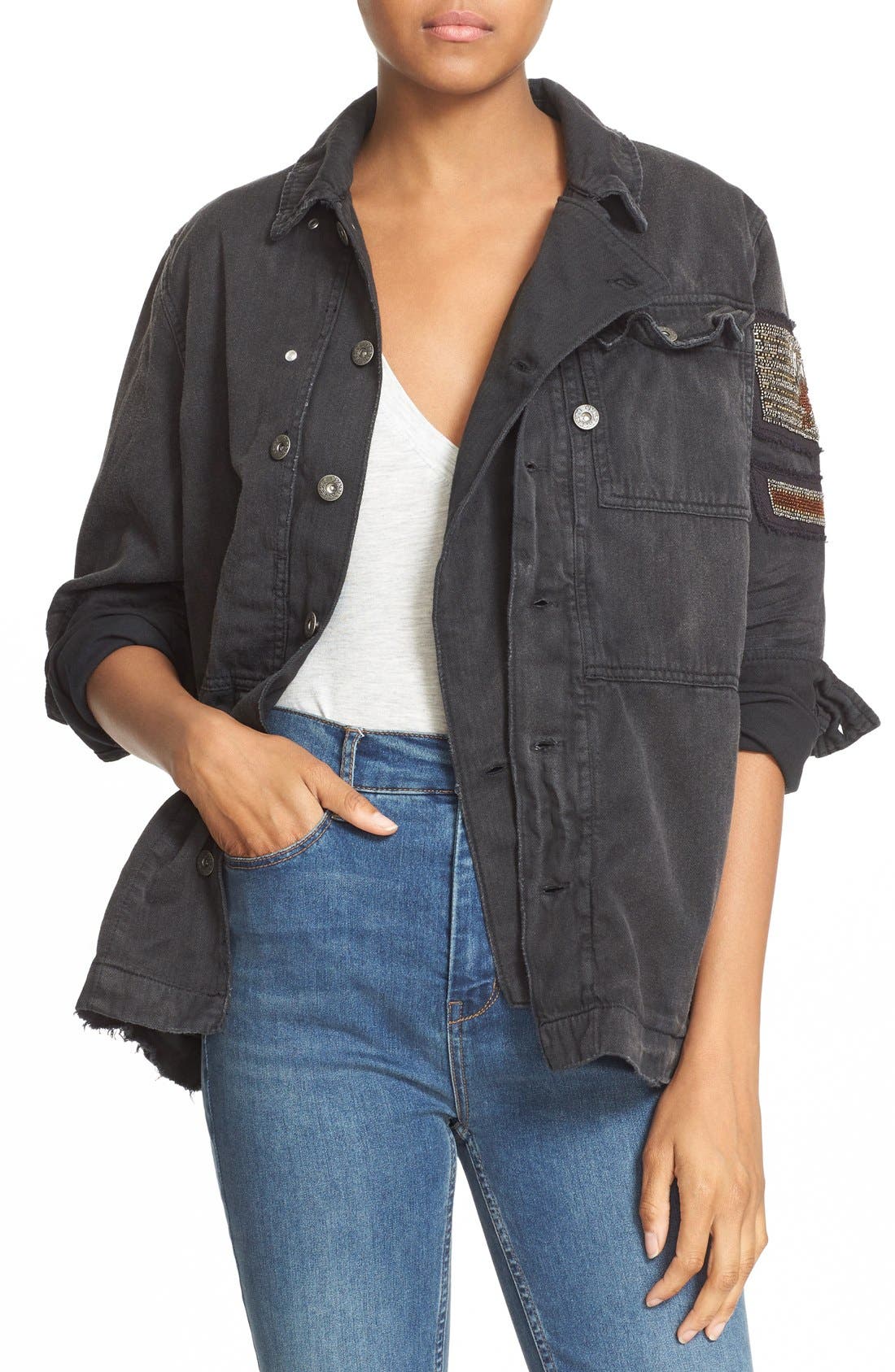 Free People Embellished Military Shirt Jacket Nordstrom