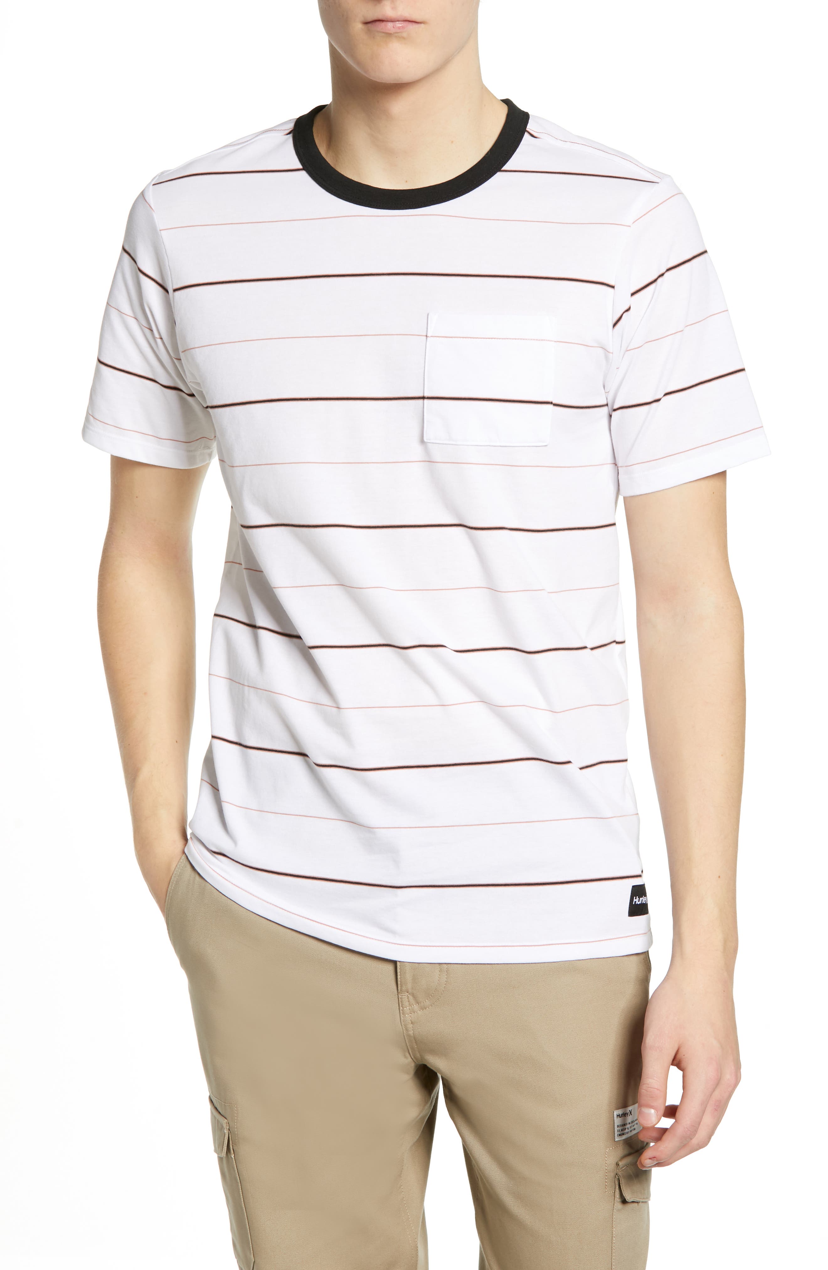 Hurley Dri-Fit Straya Stripe Pocket T-Shirt, White