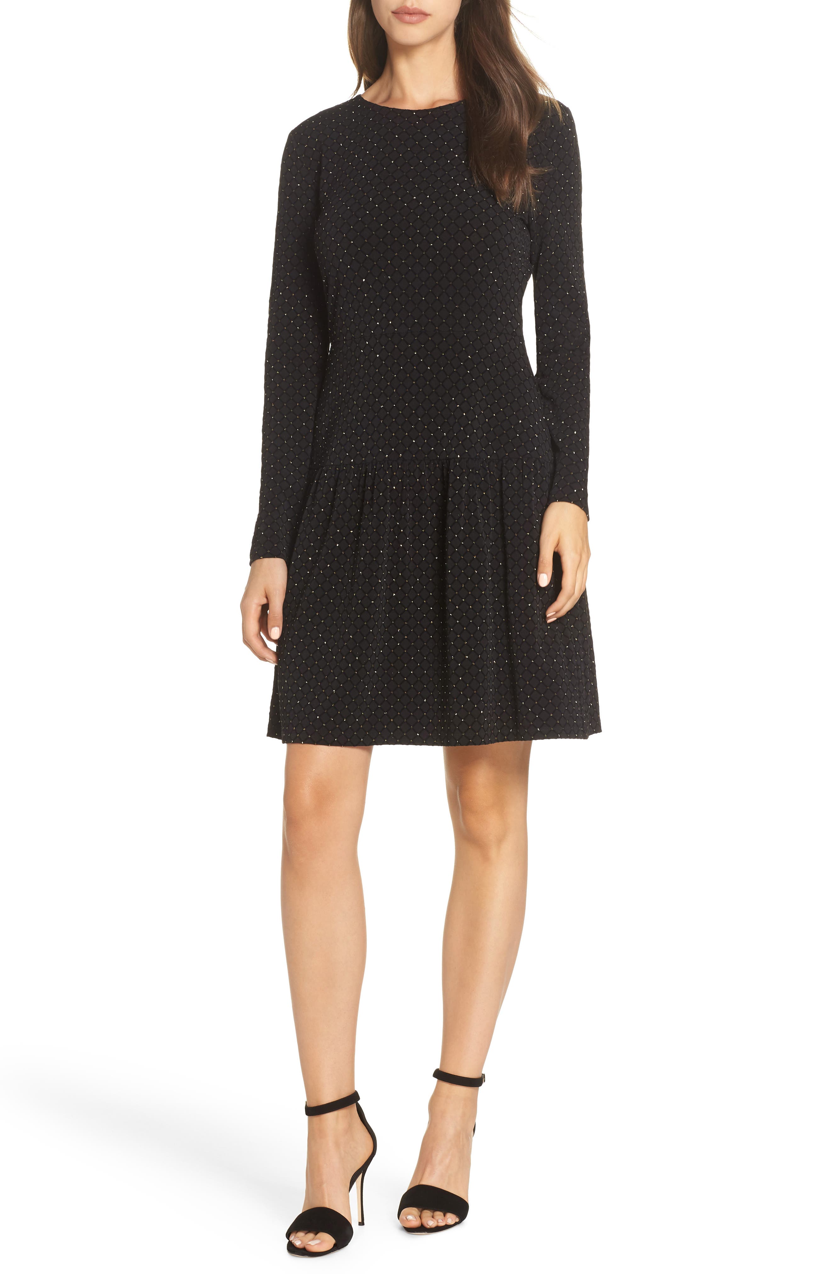 Michael Michael Kors Long Sleeve Pleated Skirt Dress
