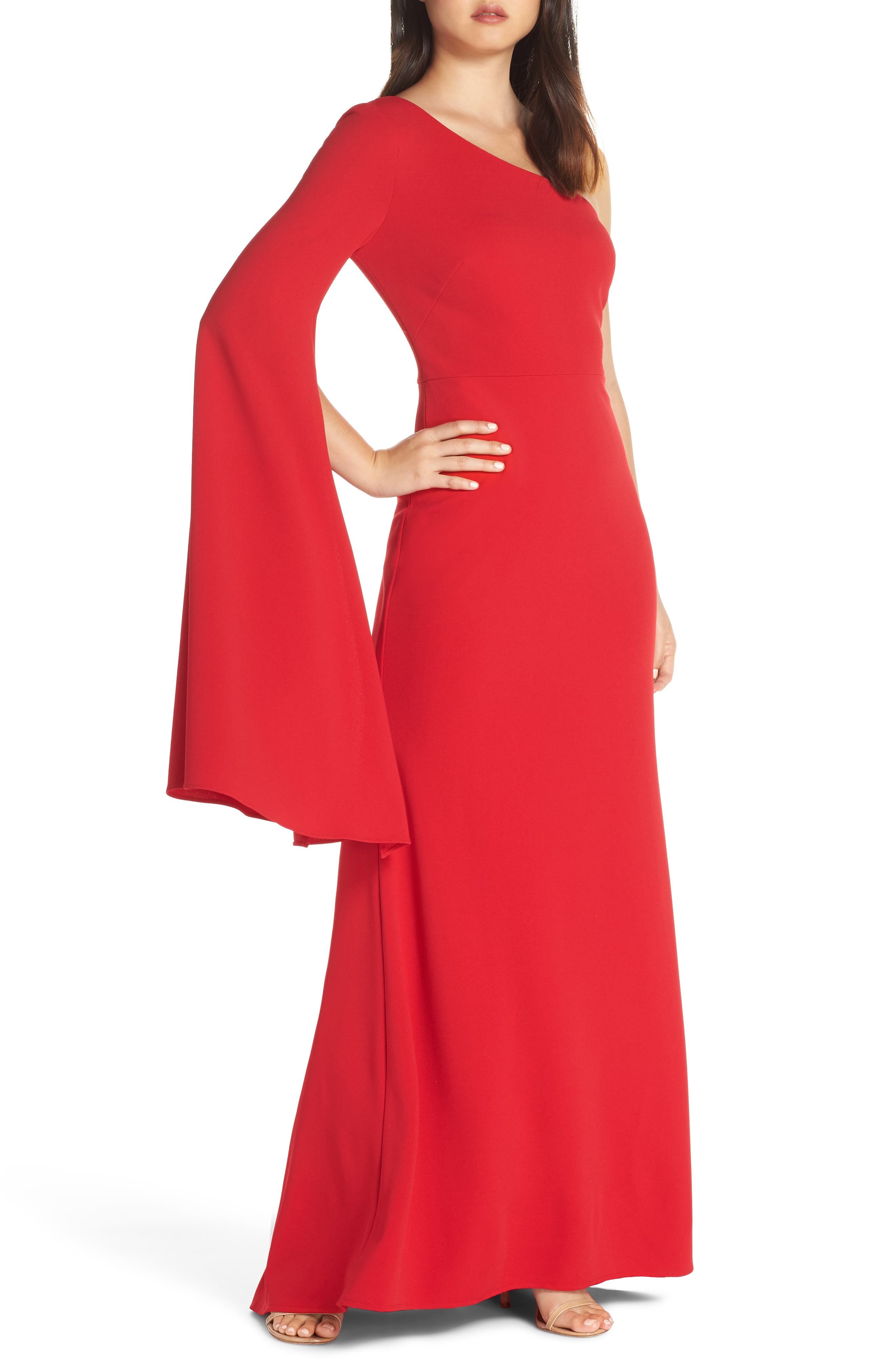 Vince Camuto One-Shoulder Gown, Red