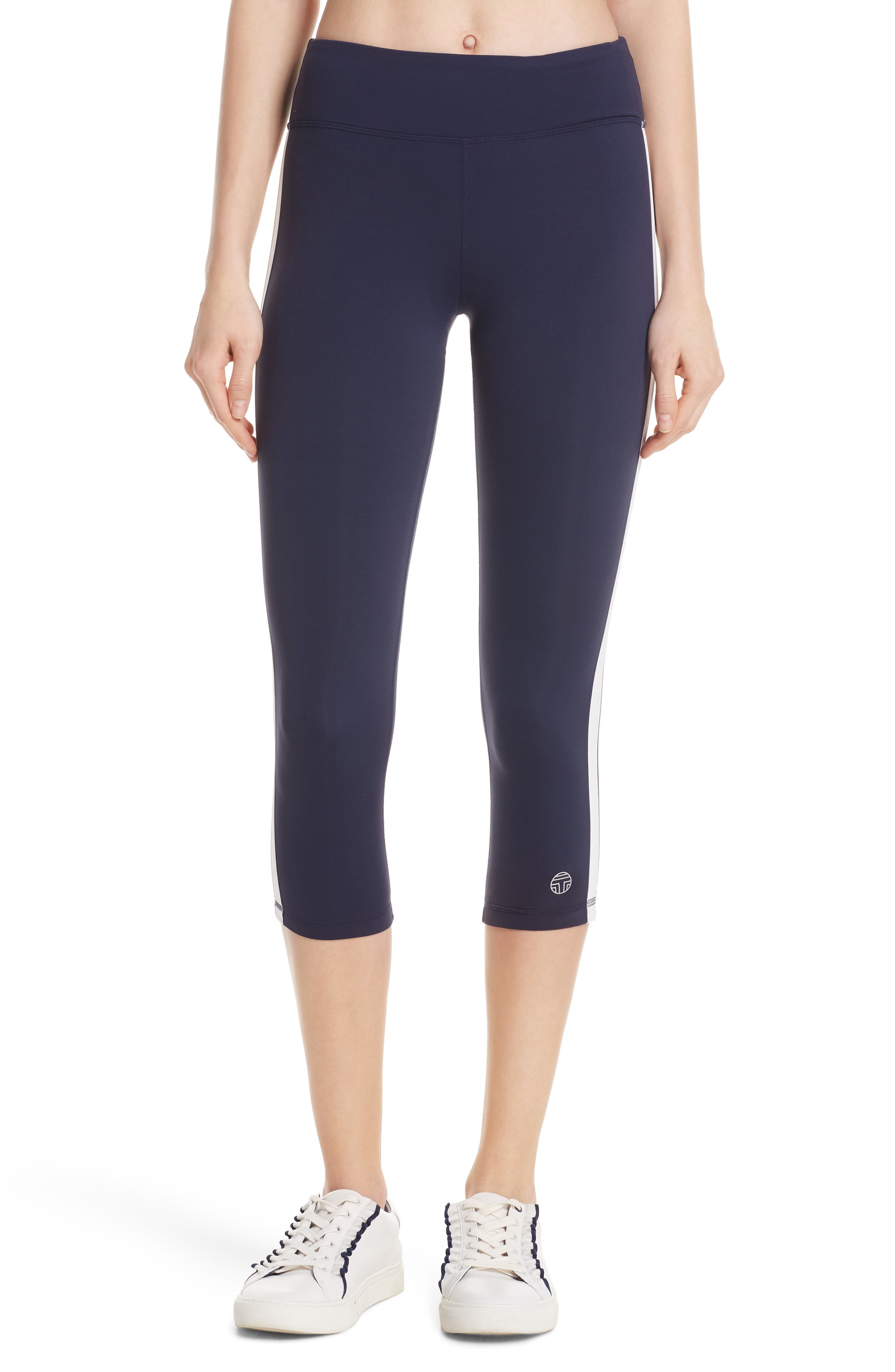 Tory Sport Hi-Vis Crop Leggings, Blue