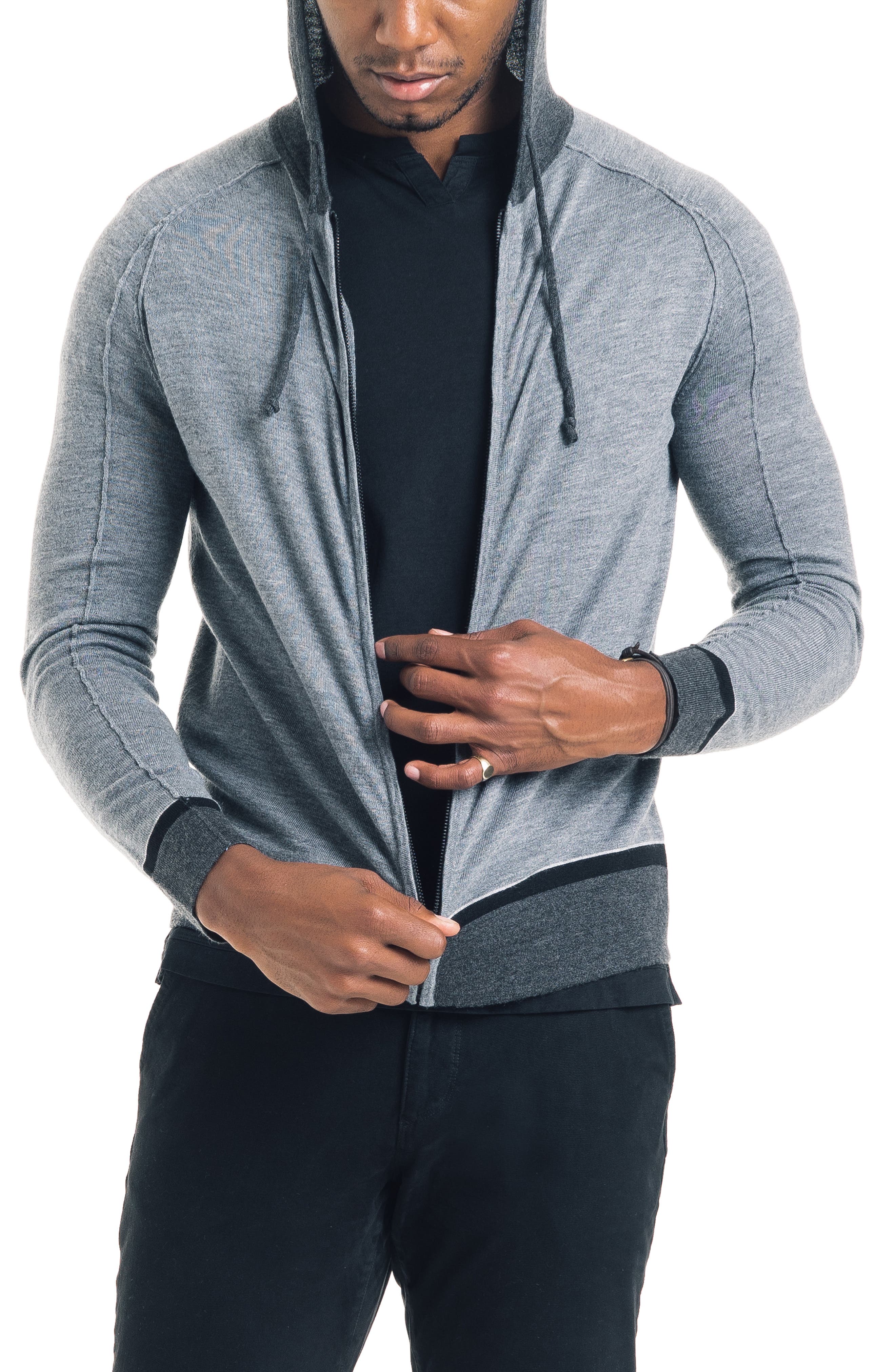 Good Man Brand Modern Slim Fit Merino Wool Hoodie, Grey