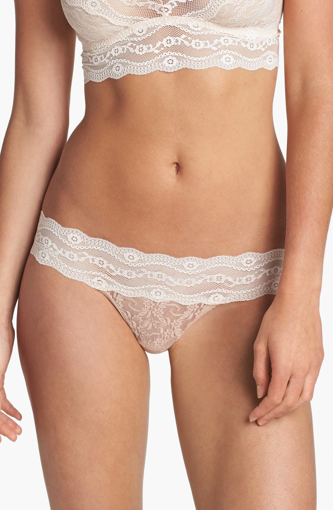 UPC 719544167963 product image for b.tempt'd by Wacoal 'Lace Kiss' Thong (3 for $30) Mother Of Pearl X-Large | upcitemdb.com