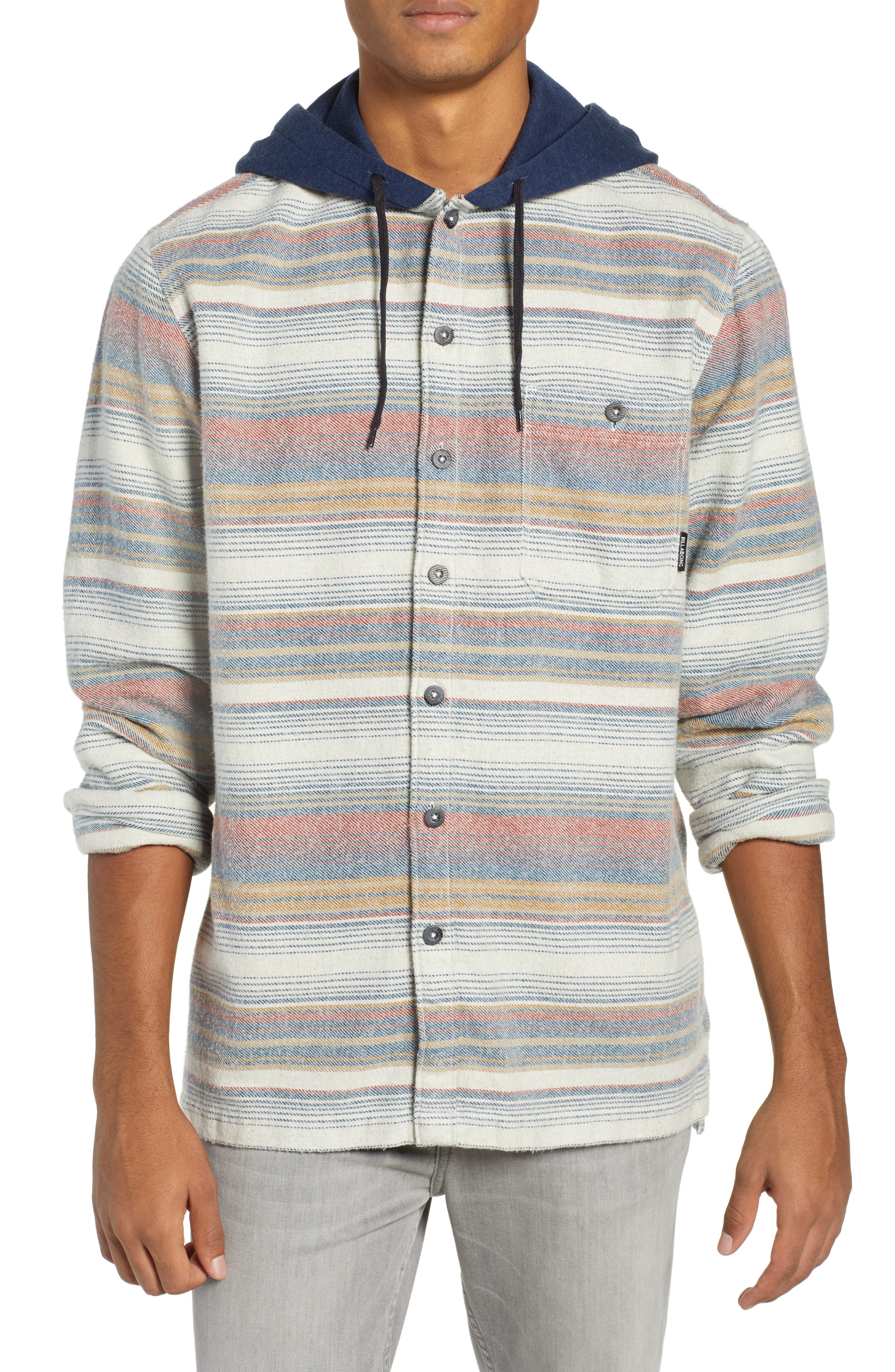 Billabong Baja Hooded Flannel Shirt, Beige