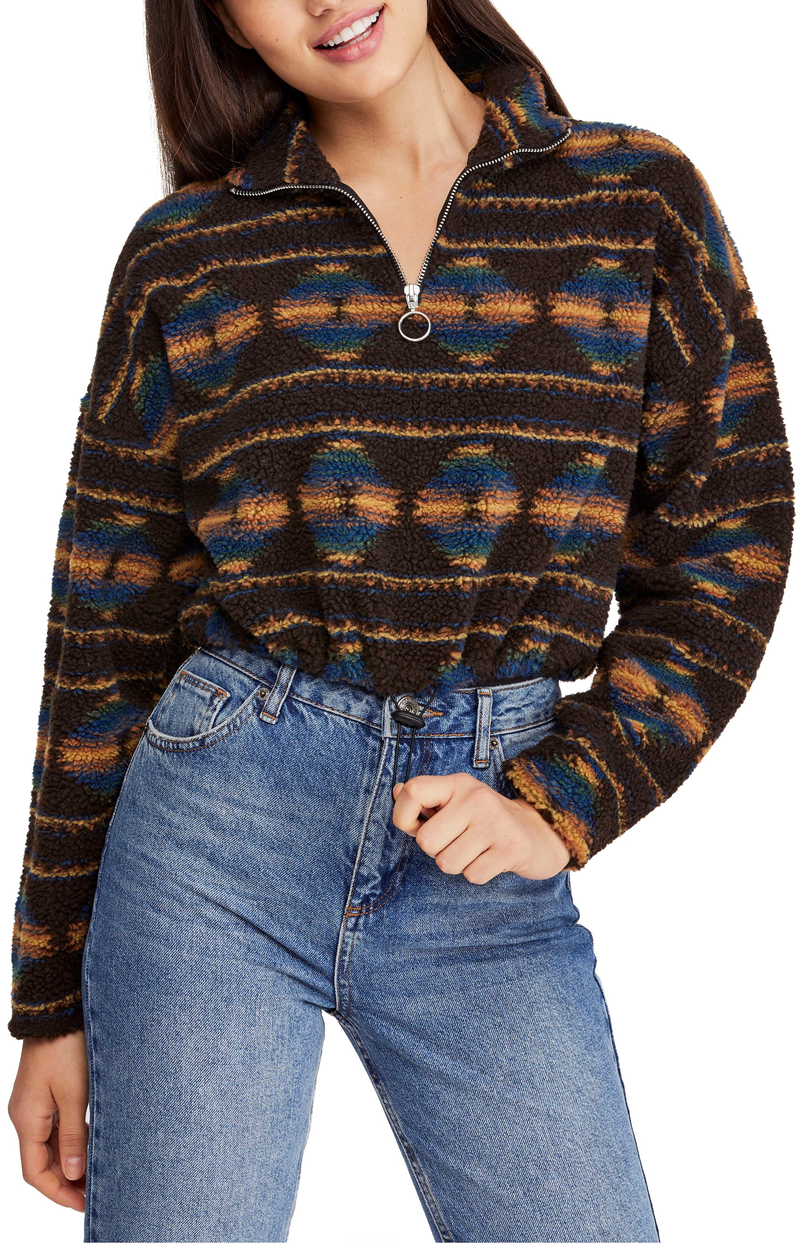 Bdg Urban Outfitters Southwestern Fleece Jacket, Brown