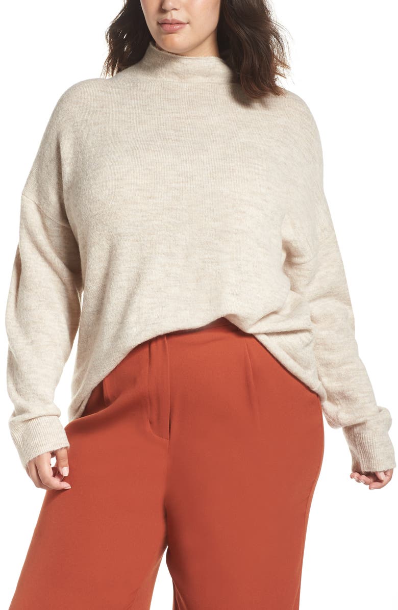 Cozy Mock Neck Sweater, Main, color, BEIGE OATMEAL HEATHER