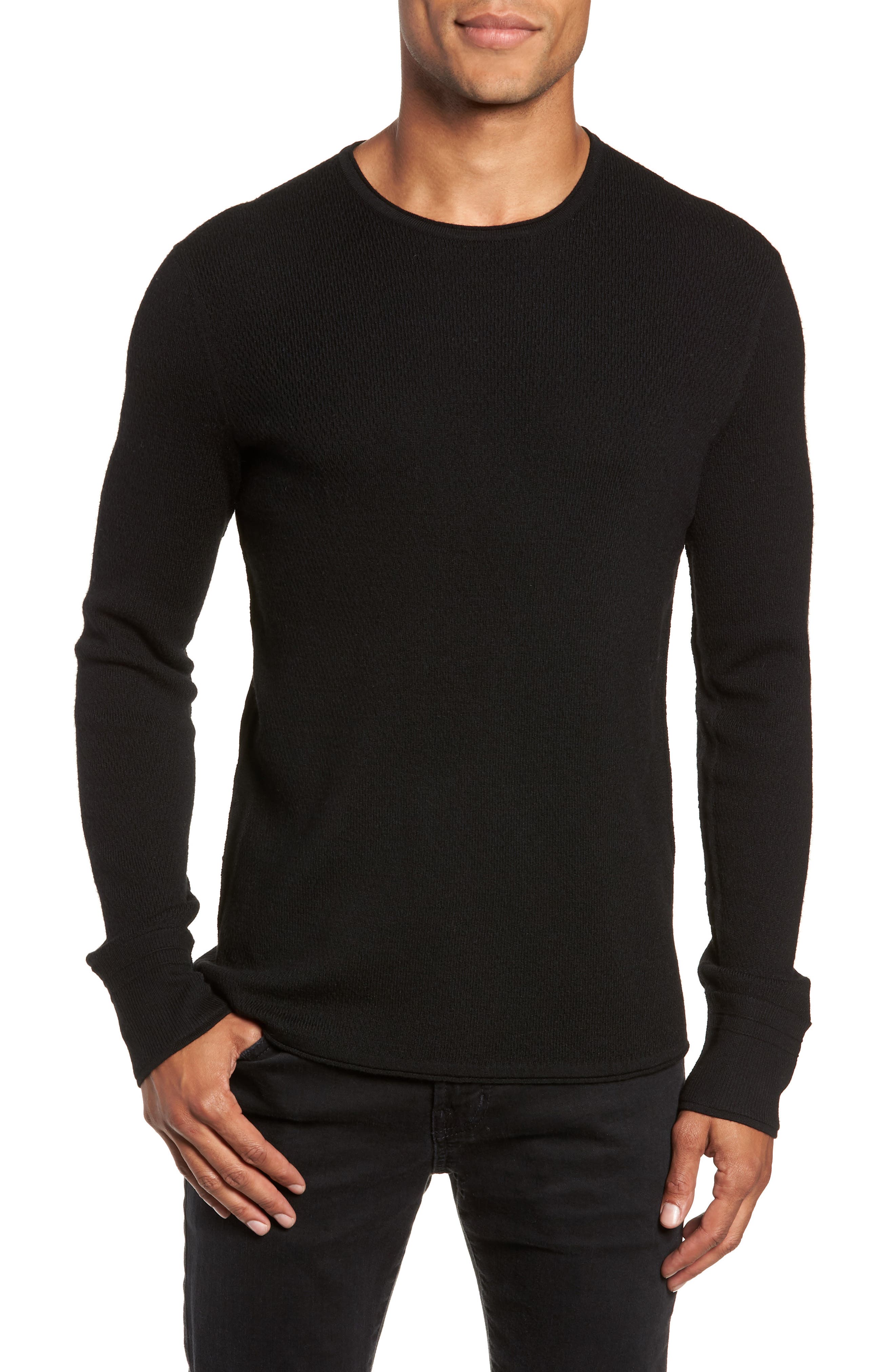 Rag & Bone Gregory Merino Wool Blend Crewneck Sweater, Black