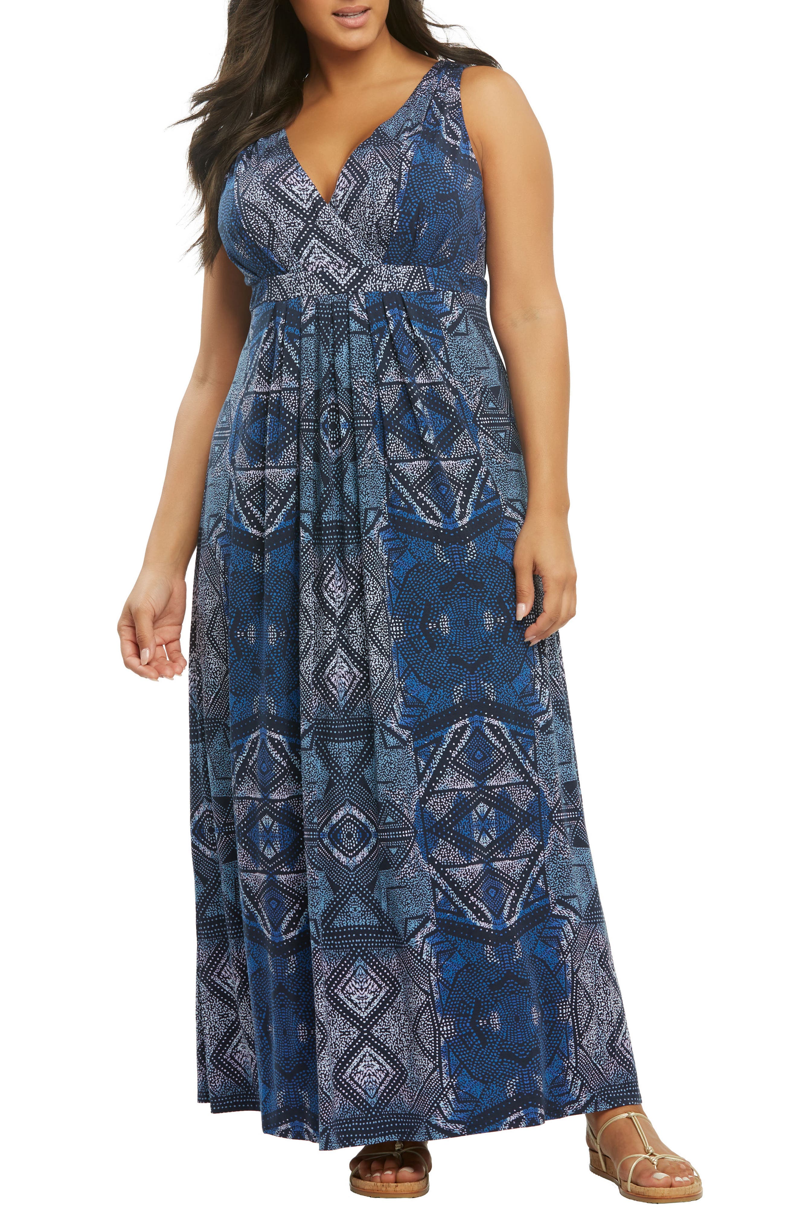 Plus Size Tart Chael Lace-Up Back Maxi Dress, Blue