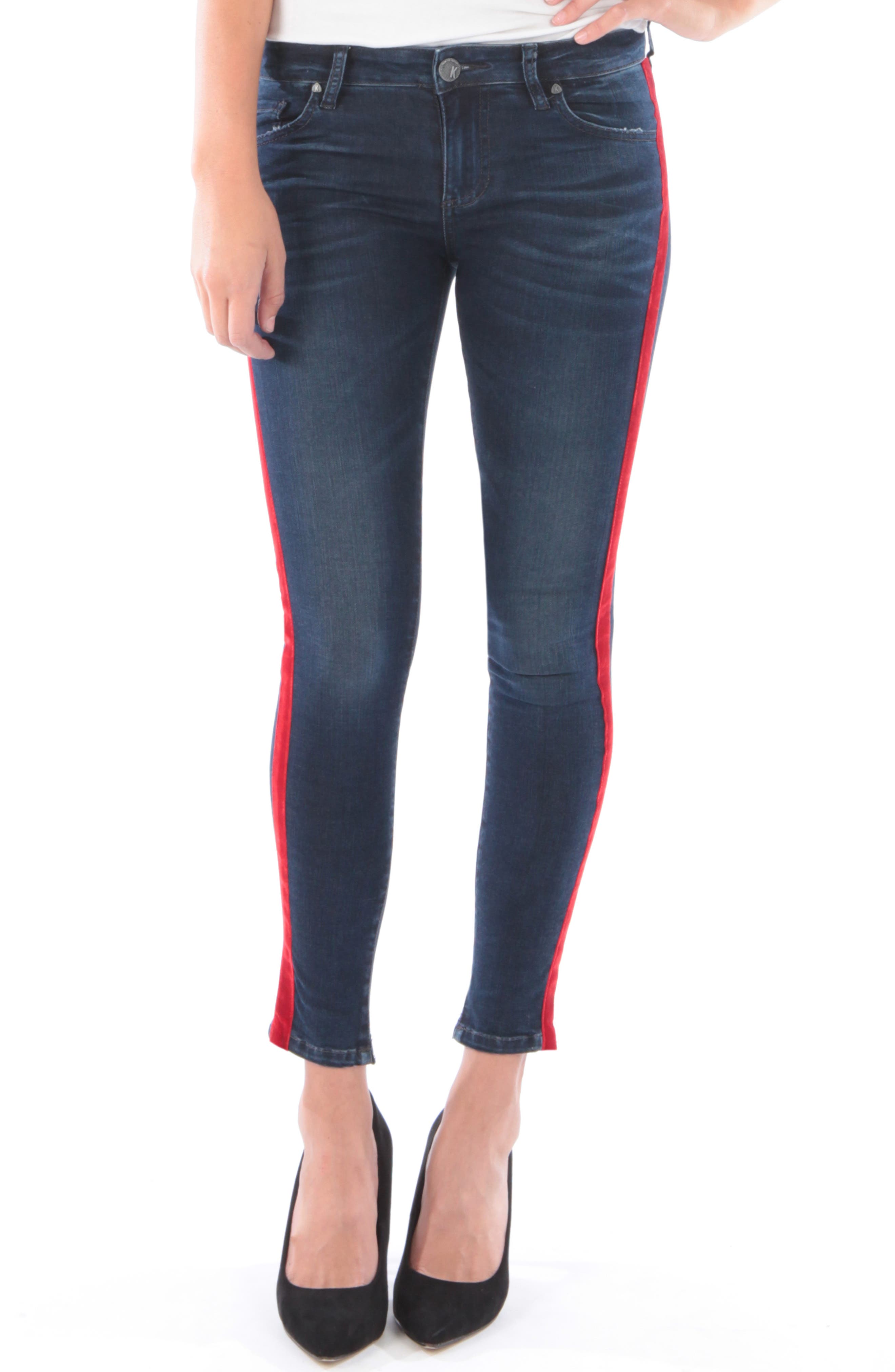 Kut From The Kloth Connie Side Stripe Ankle Skinny Jeans, Blue