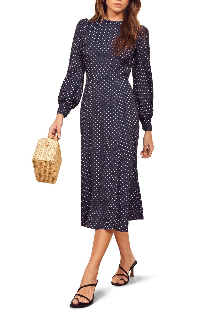 REFORMATION Abigaile Long Sleeve Dress, Main, color, AFTERNOON