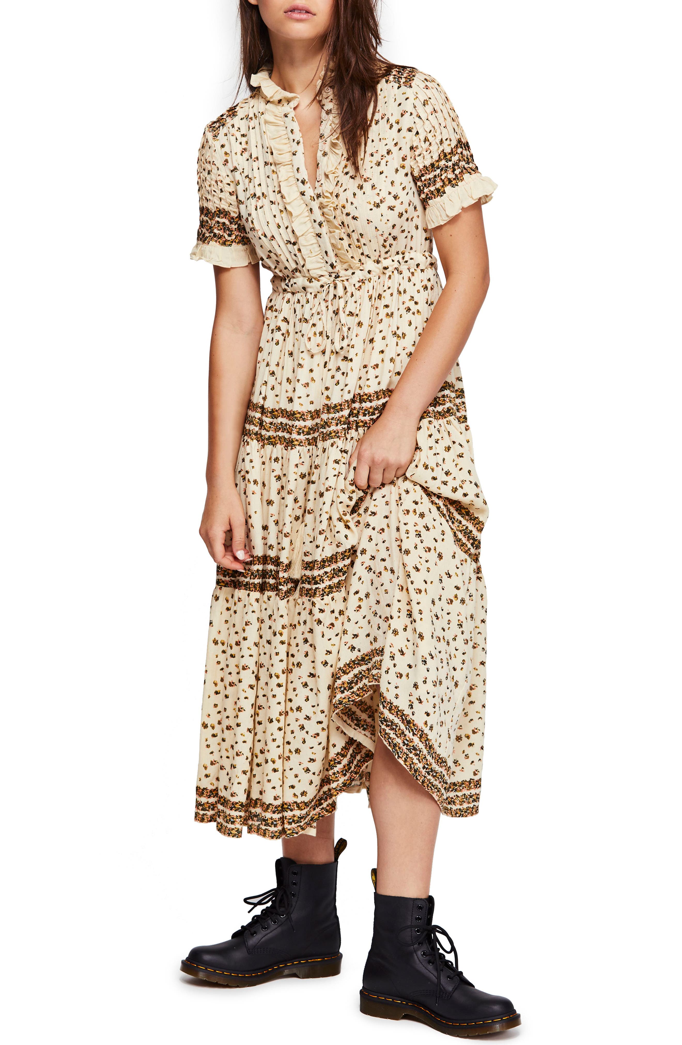 Free People Rare Feeling Pleated Maxi Dress, Beige
