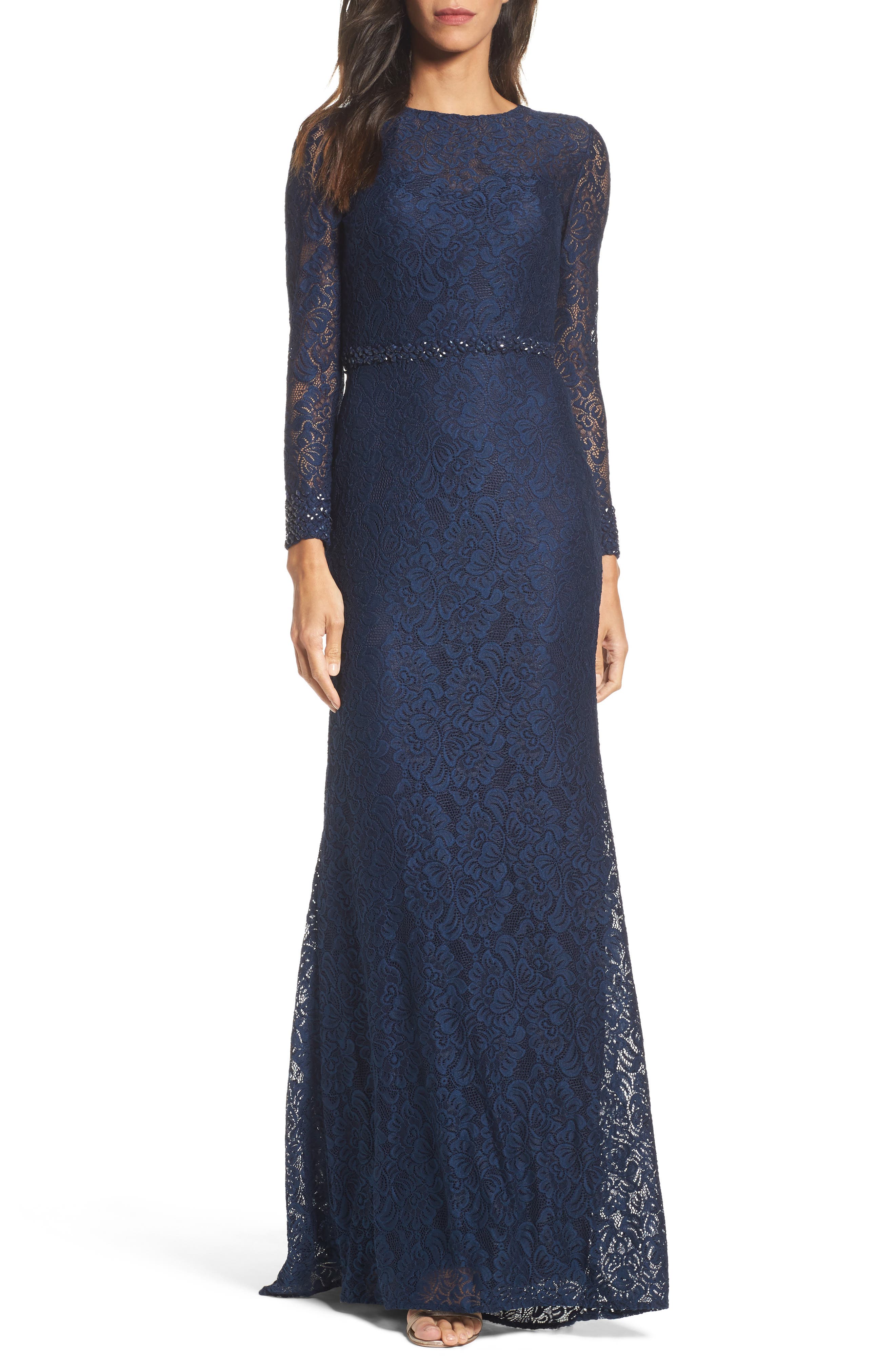 La Femme Embellished Lace Gown