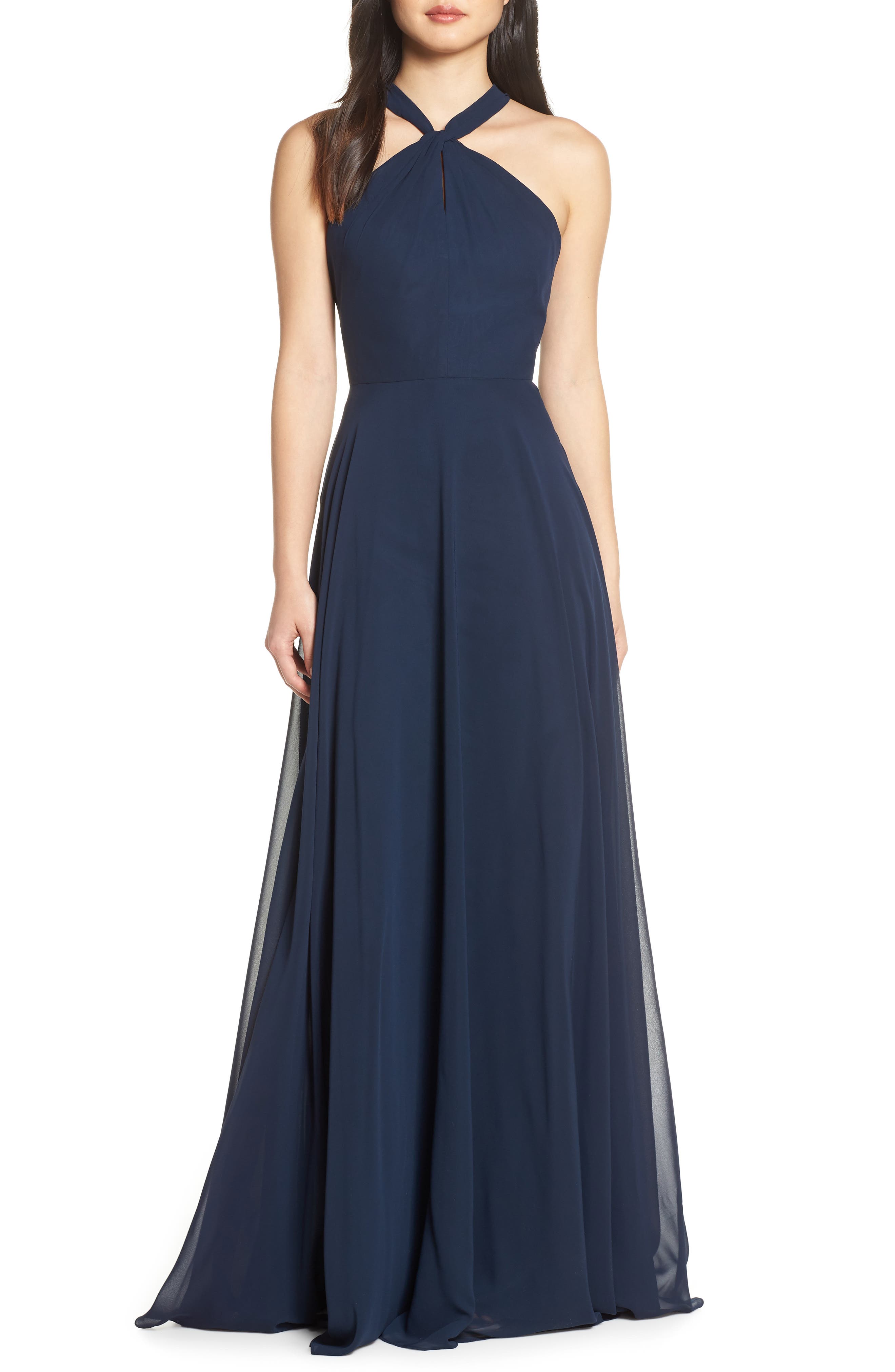 Jenny Yoo Halle Halter Evening Dress, Blue