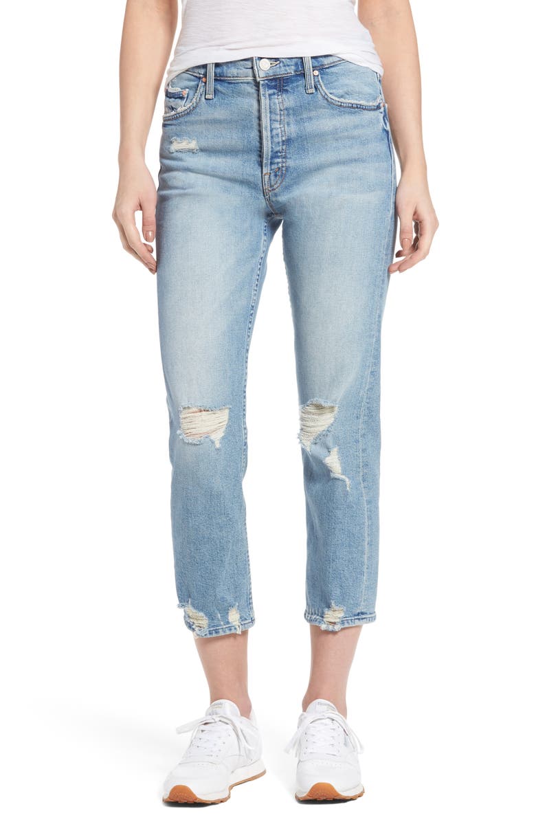 MOTHER The Tomcat Ripped Crop Straight Leg Jeans (The Confession ...