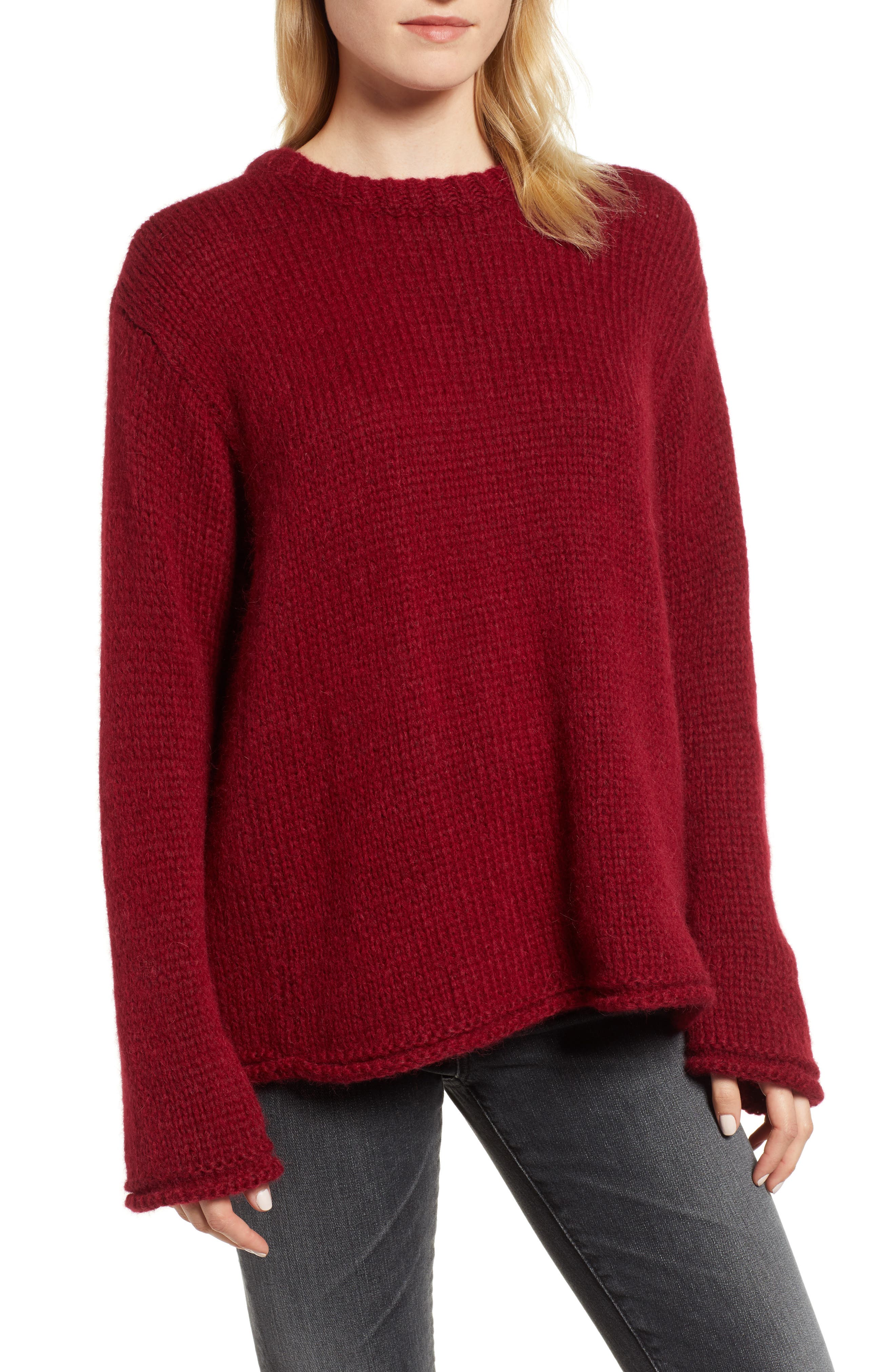 Velvet By Graham & Spencer Wool Alpaca Blend Crewneck Sweater, Red
