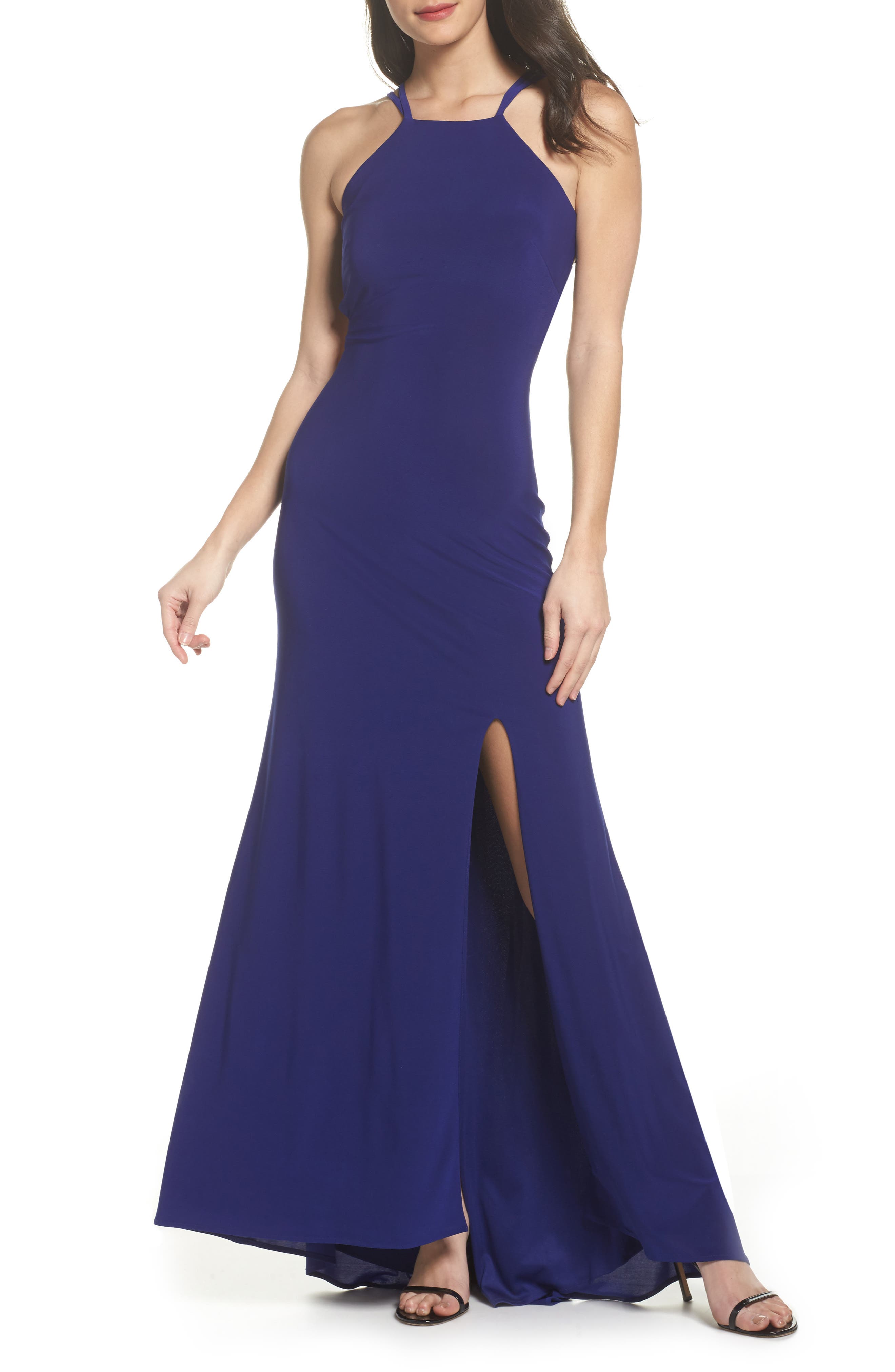 Morgan & Co. Strappy Trumpet Gown, /4 - Blue