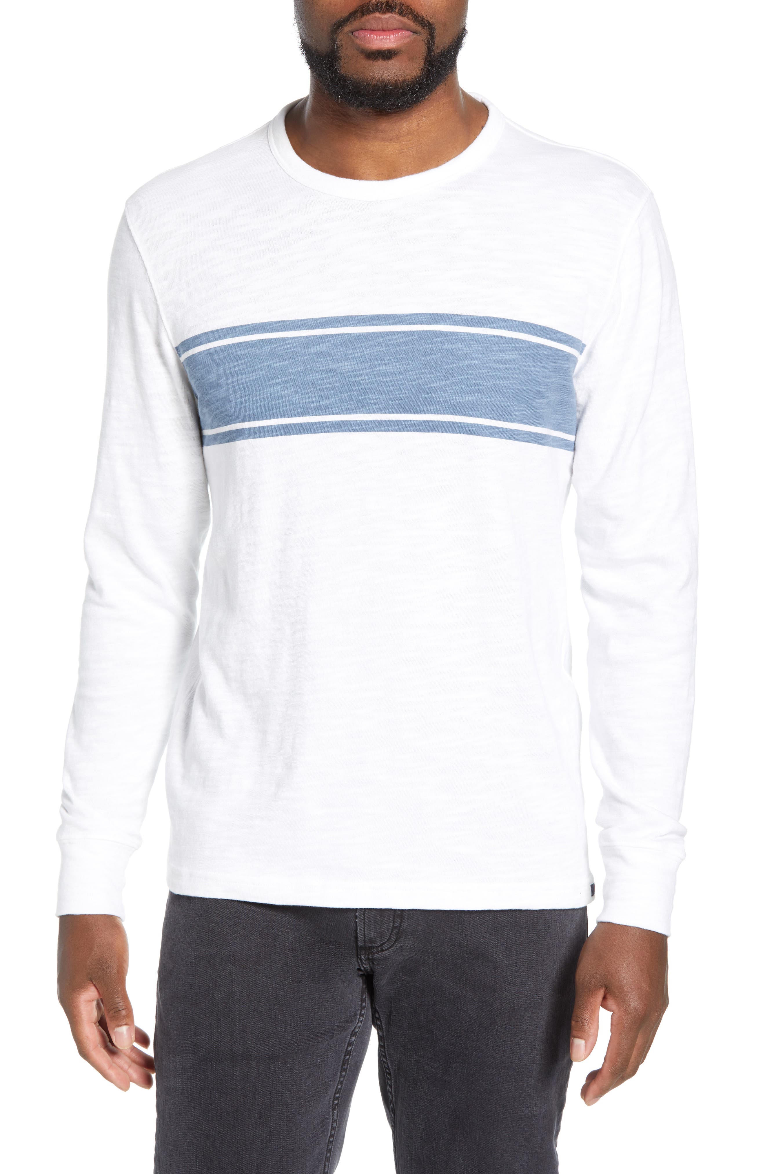 Faherty Slub Stripe Long Sleeve T-Shirt, White