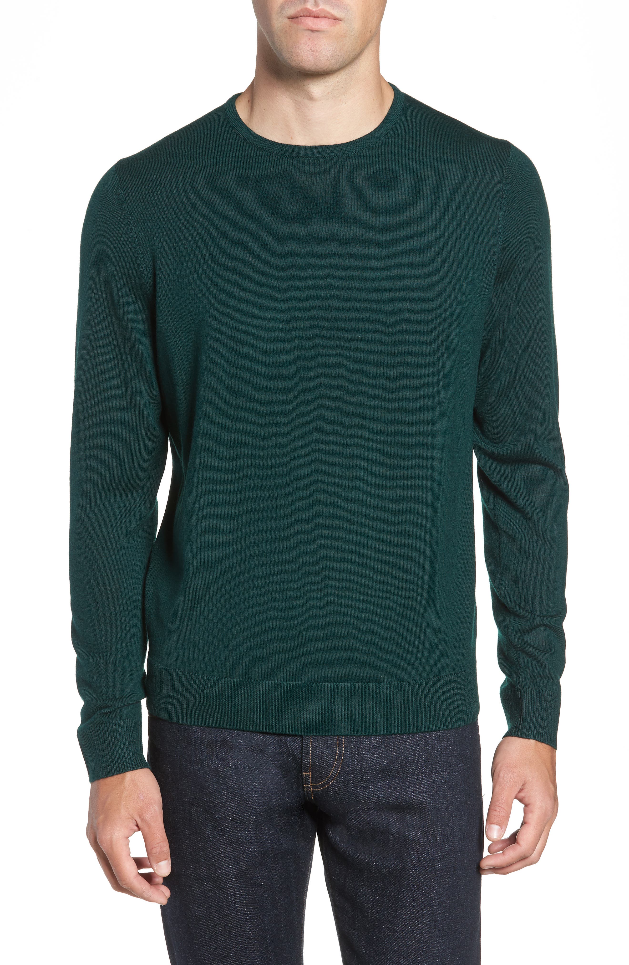 Nordstrom Shop Crewneck Merino Wool Sweater, Green