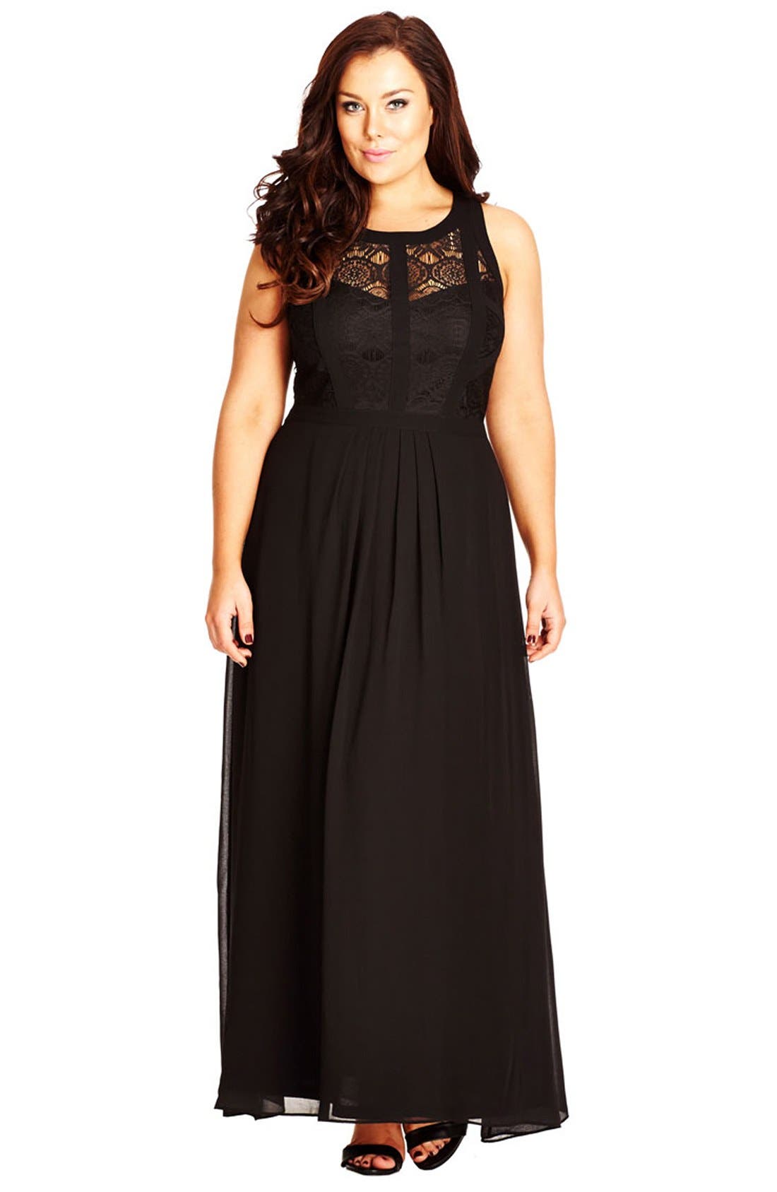 Plus Size City Chic Paneled Lace Bodice Gown