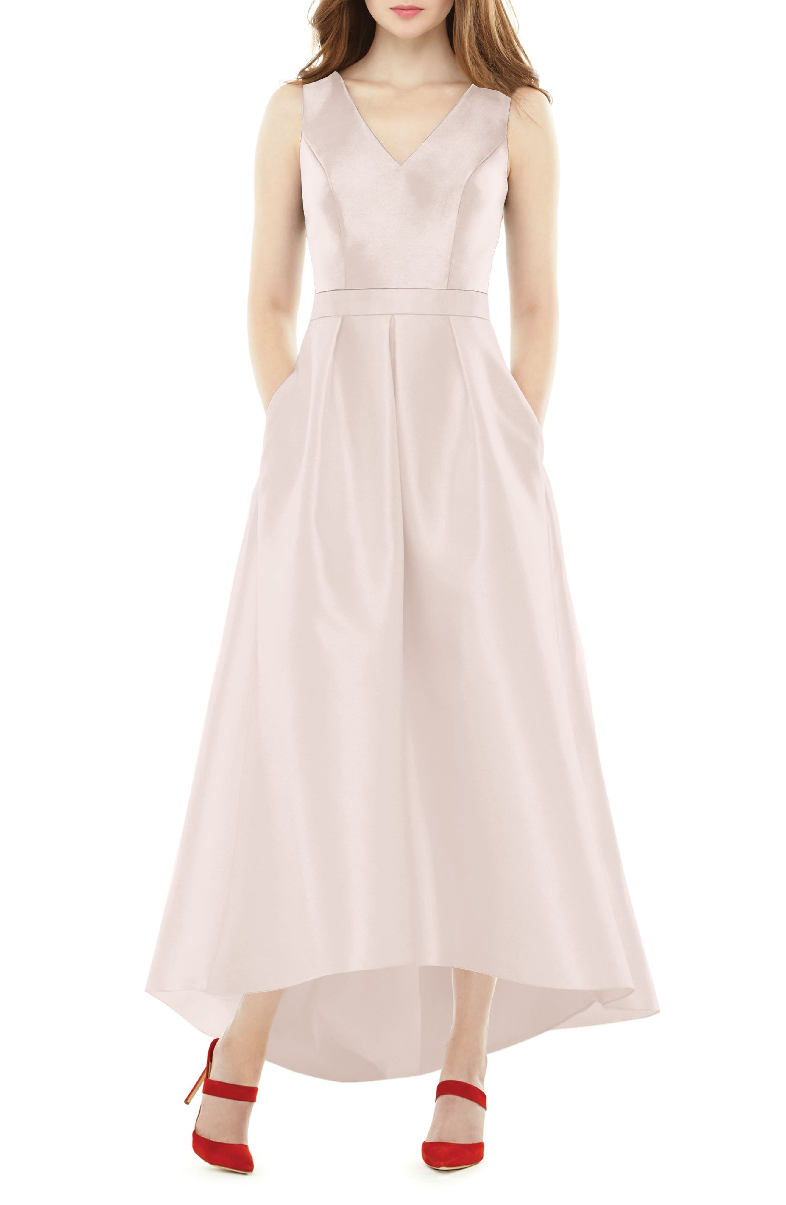 Alfred Sung High/low Sateen Twill Gown, Pink