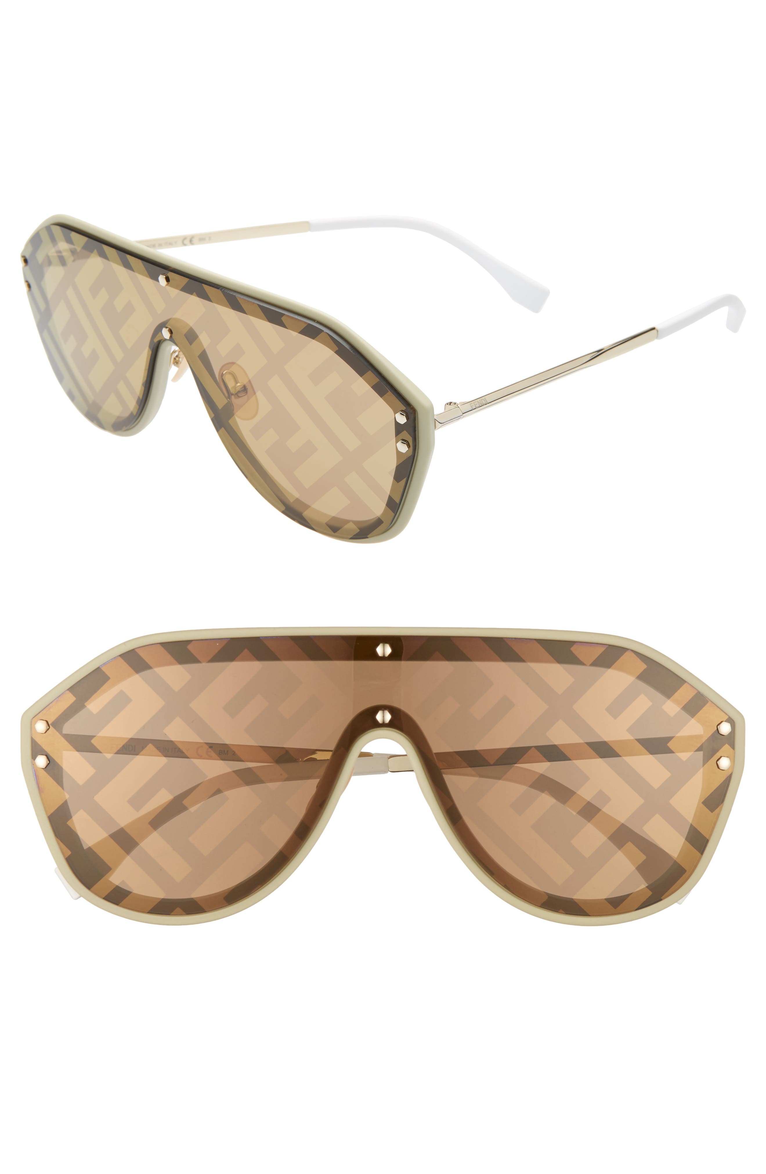 fendi 147mm logo lens shield sunglasses