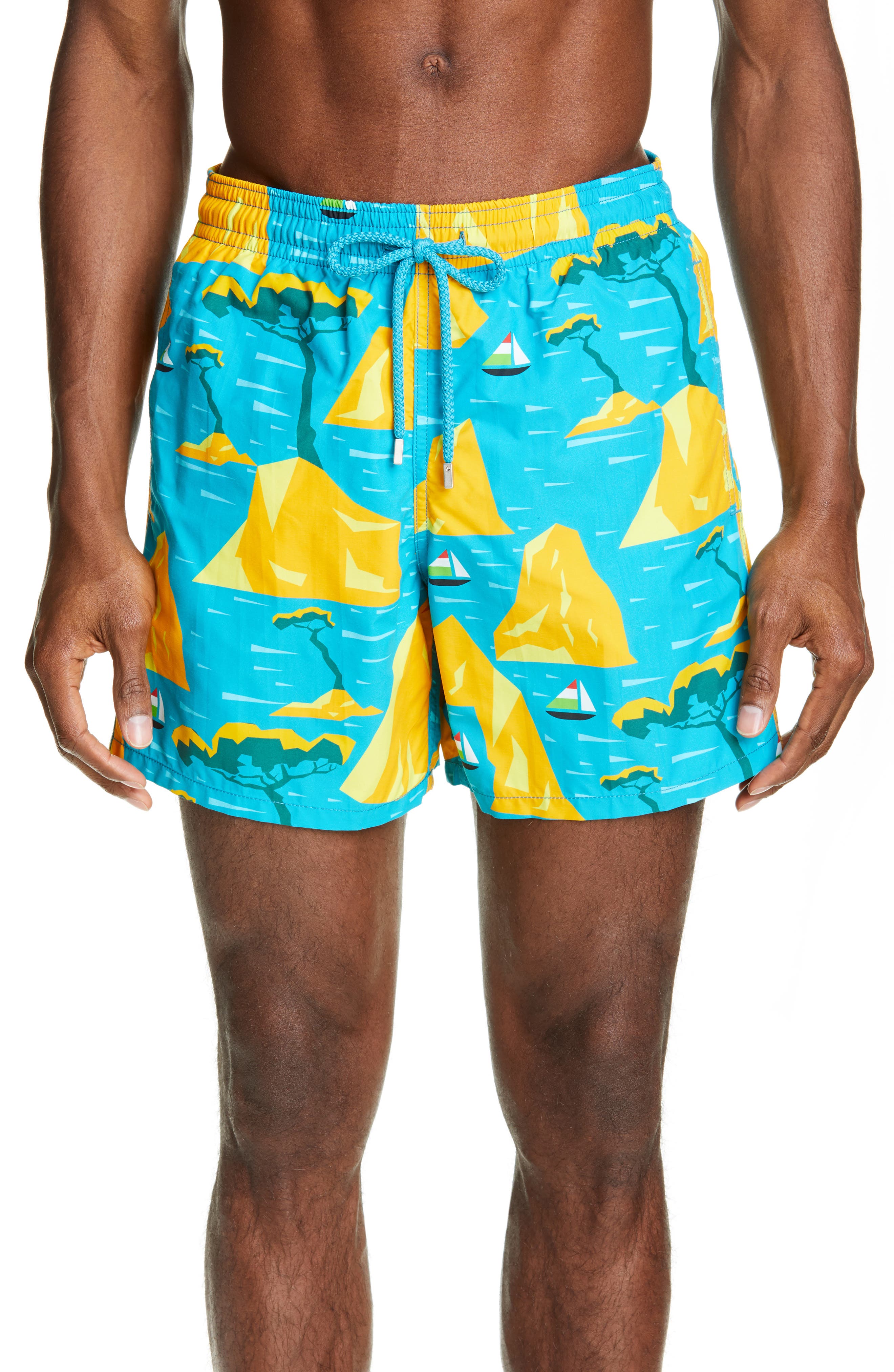 Vilebrequin Capri Swim Trunks, Blue/green