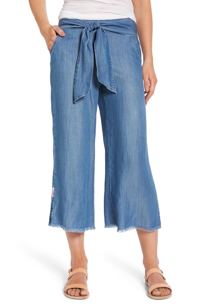Billy T Tie Front Crop Chambray Pants | Nordstrom