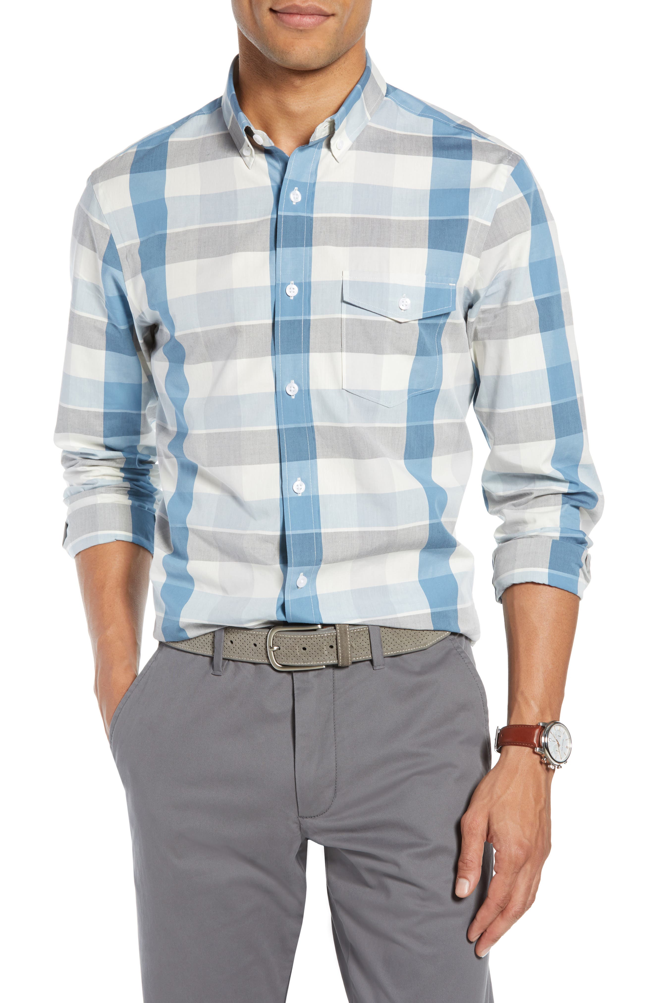 1901 Slim Fit Stripe Sport Shirt
