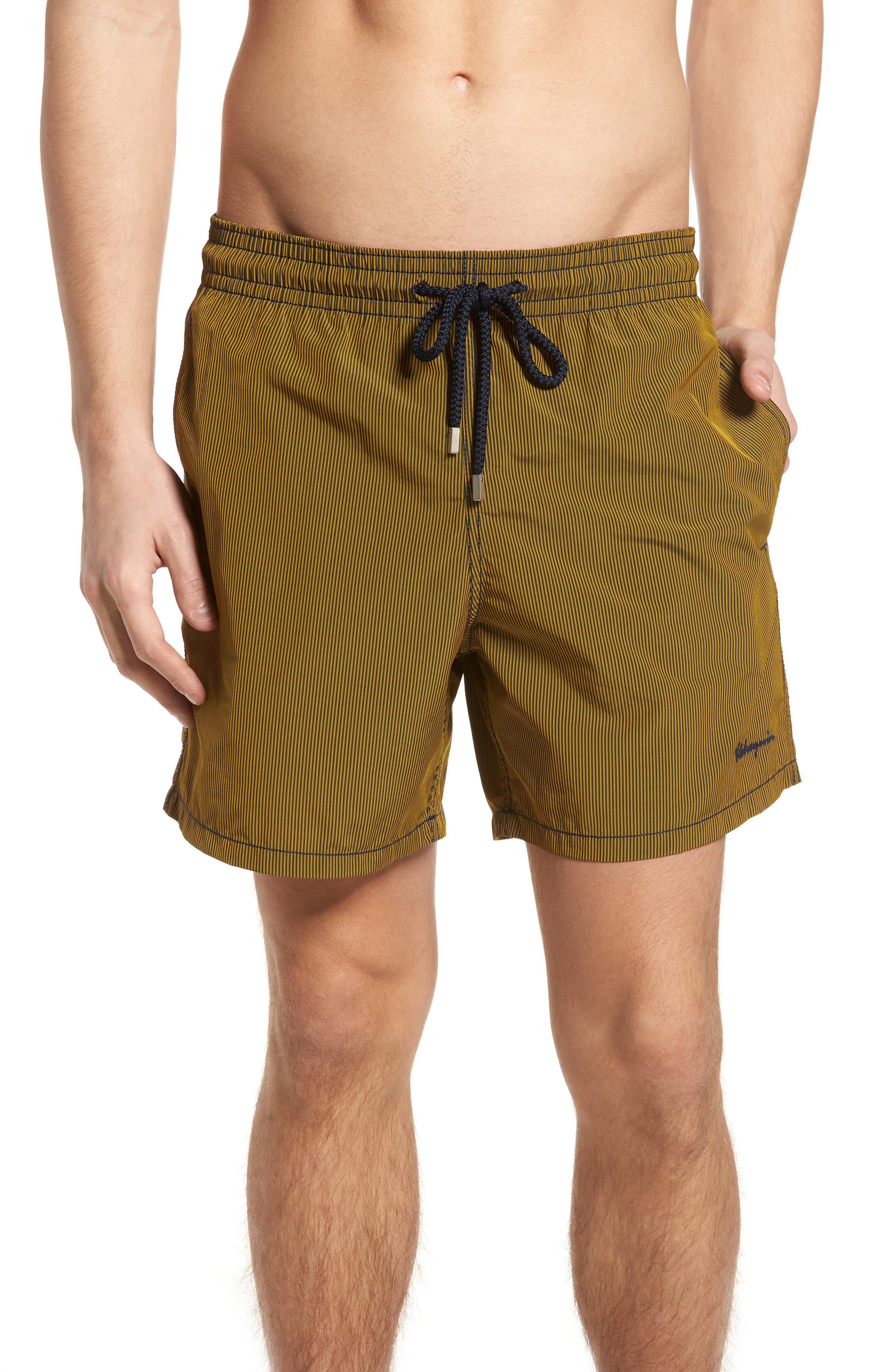 Vilebrequin Microstripes Swim Trunks, Orange