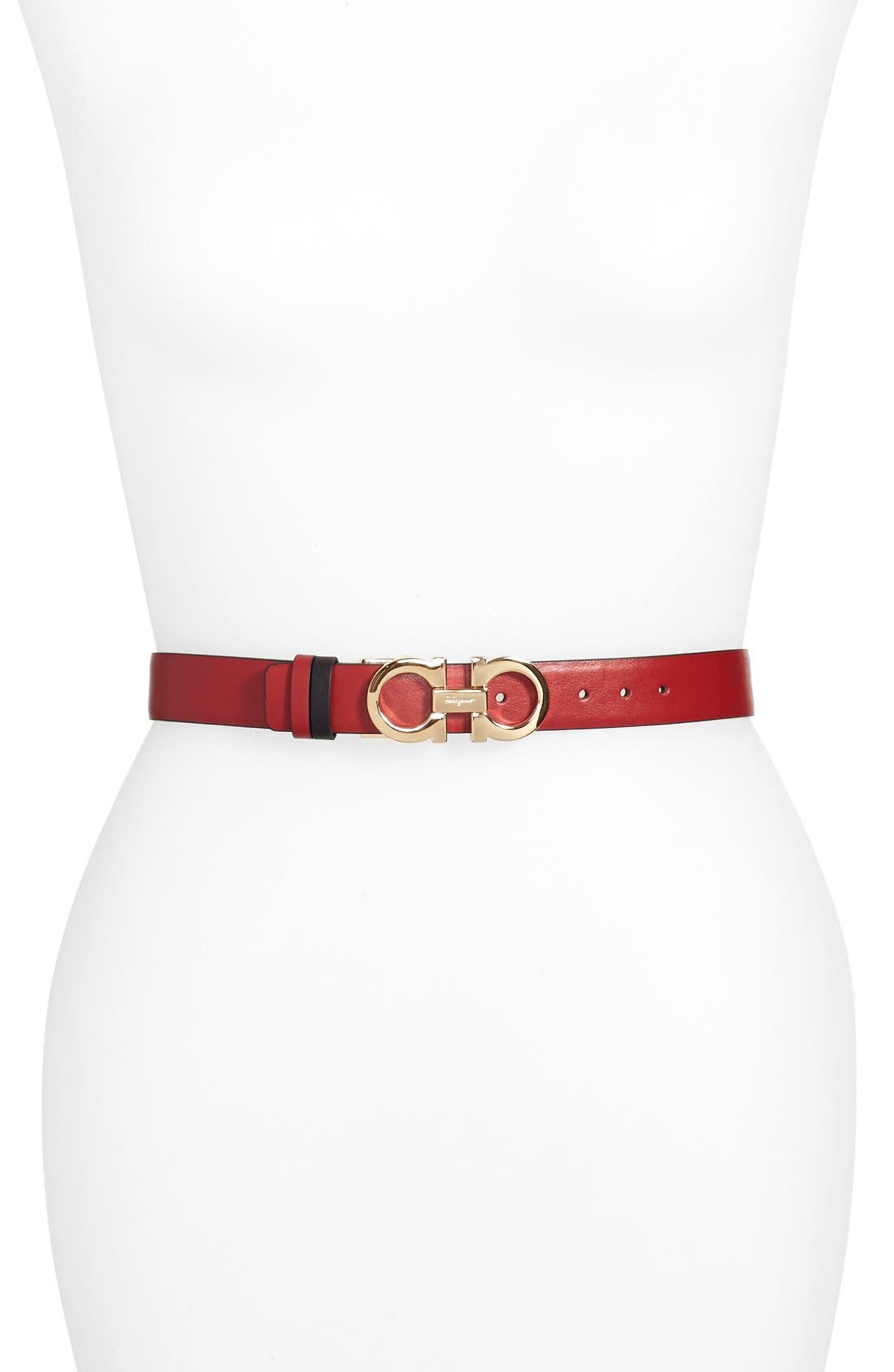 Salvatore Ferragamo Ceylon Reversible Leather Belt, Rosso/nero