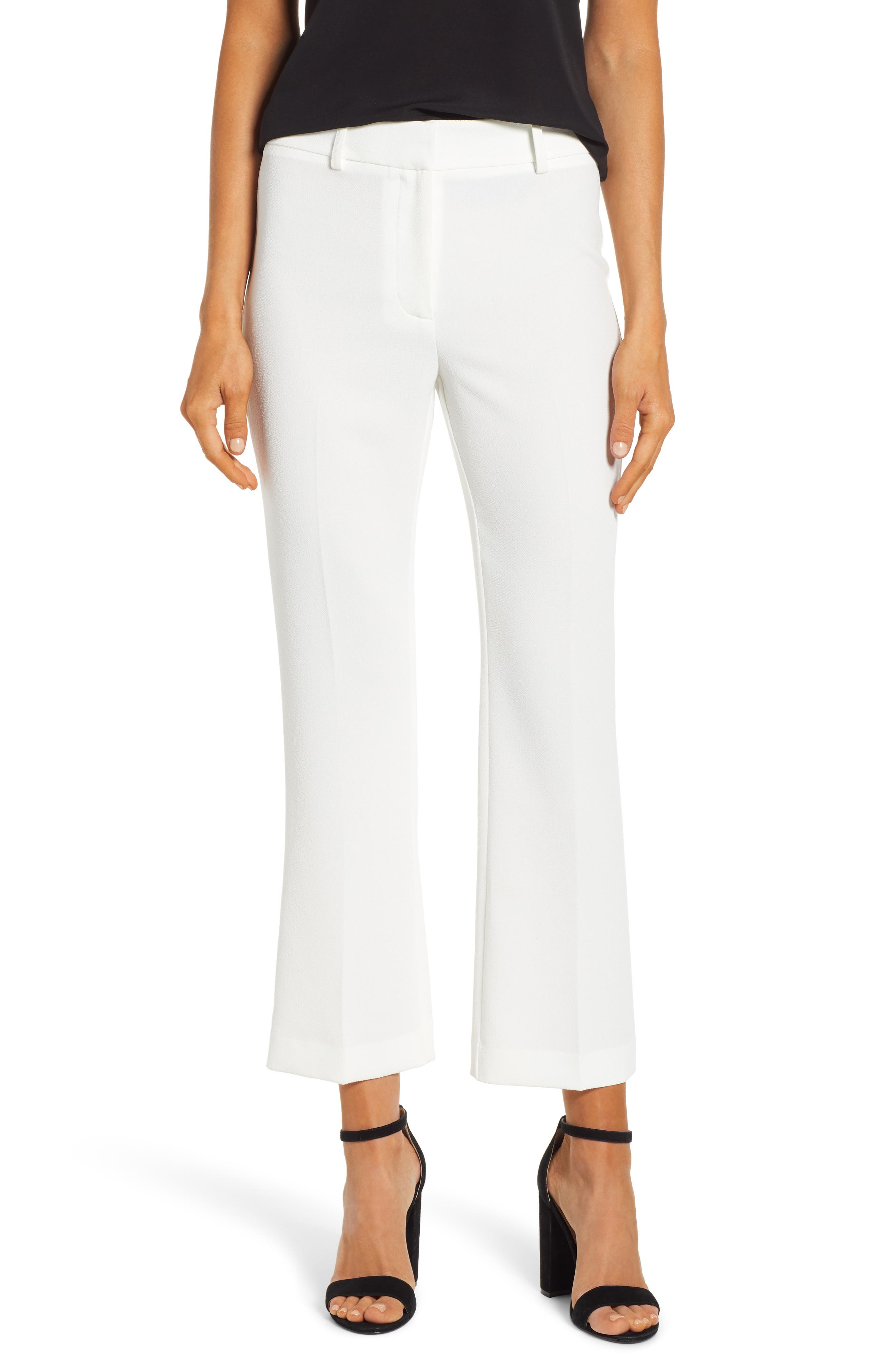 1.state Crepe Kick Flare Ankle Pants, White