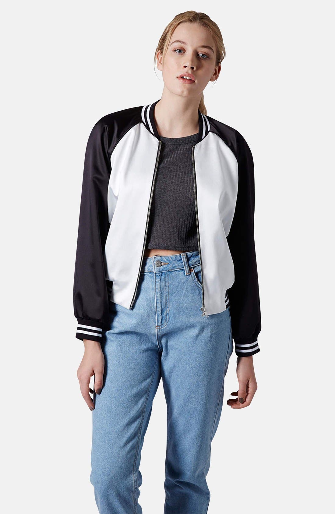 TwoTone Satin Bomber Jacket Nordstrom