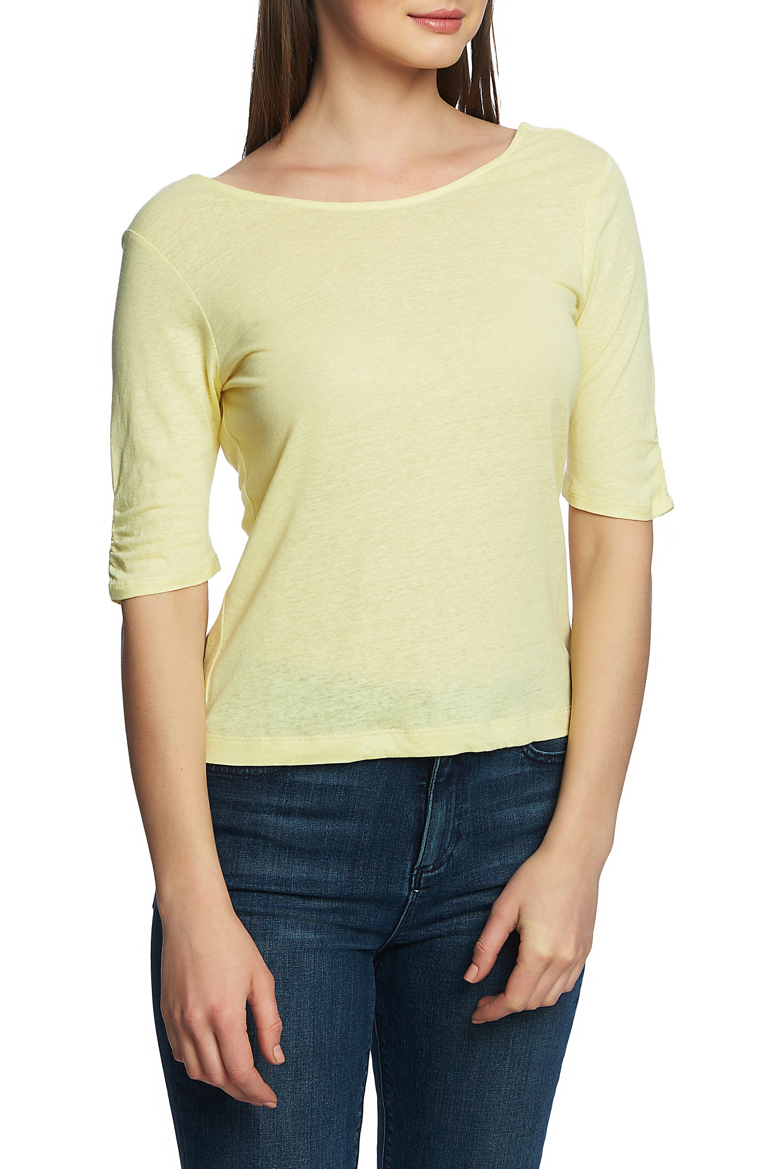 1.state Knot Back Linen Blend Tee