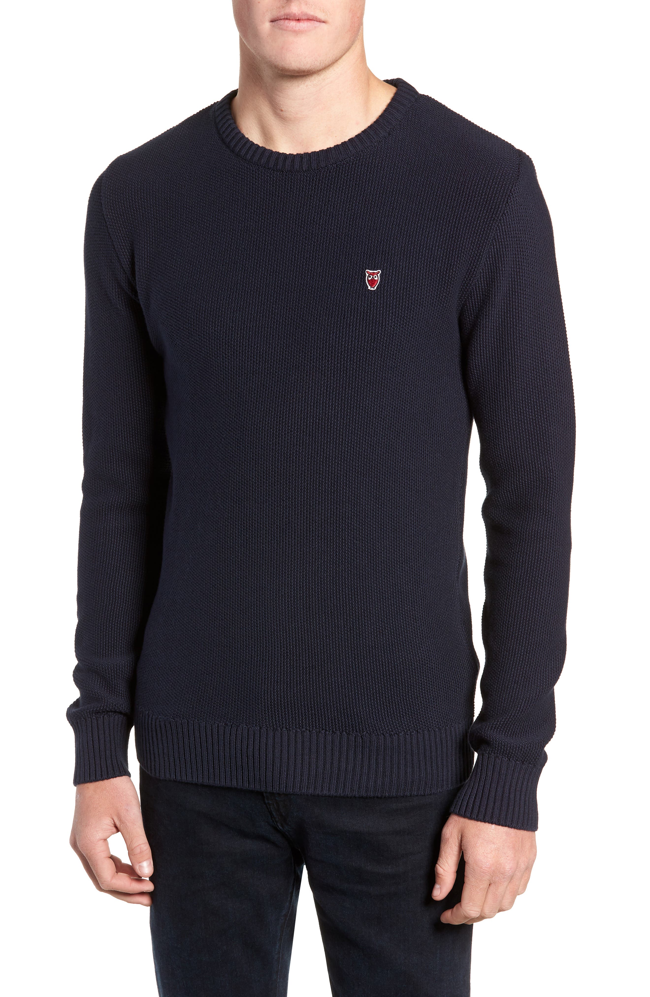 Knowledgecotton Apparel Owl Textured Sweater, Blue
