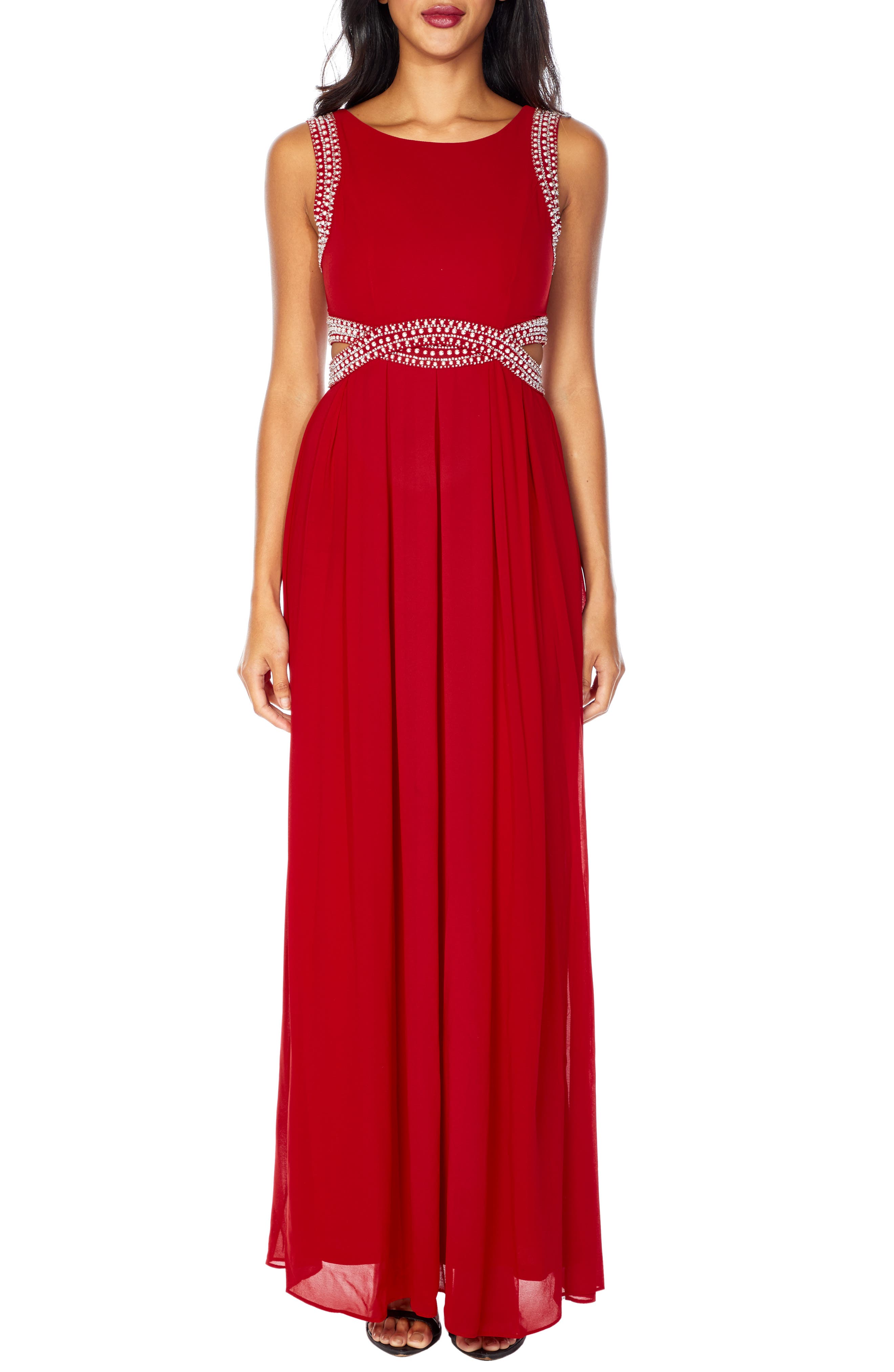 Tfnc Malaga Sleeveless Gown, Burgundy