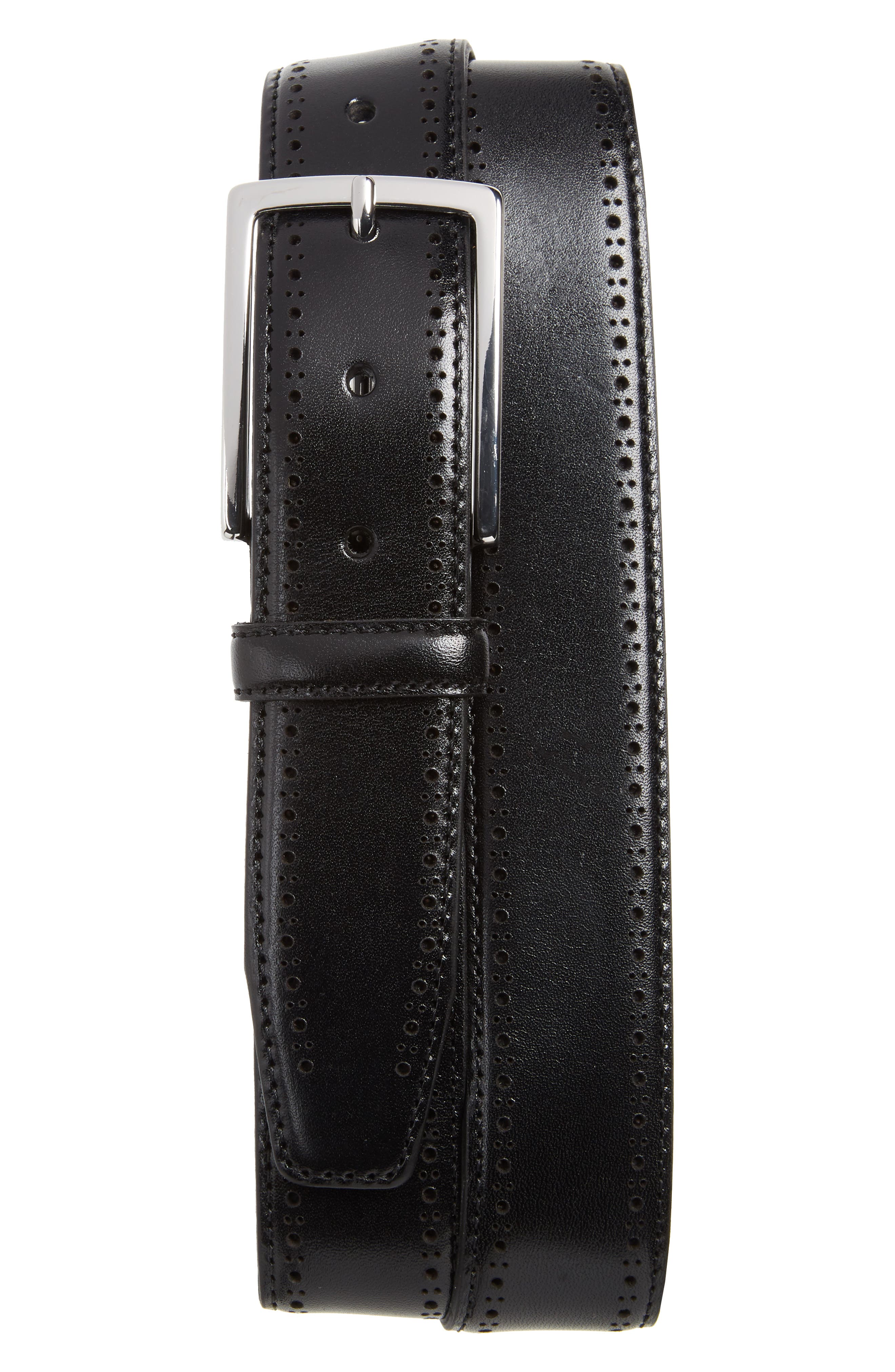 Nordstrom Shop Lowell Leather Belt, Black