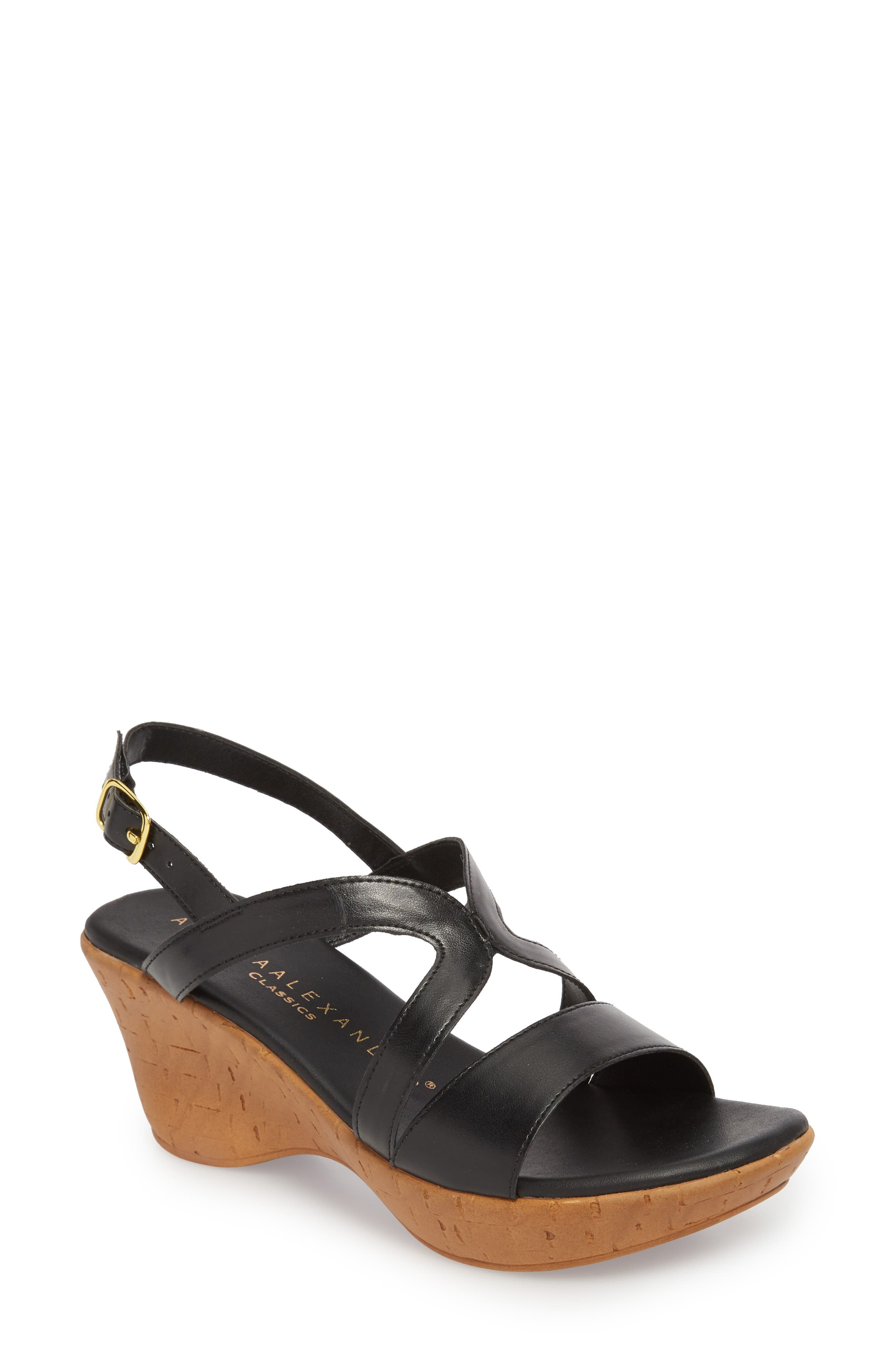 Athena Alexander Pomade Wedge Sandal, Black