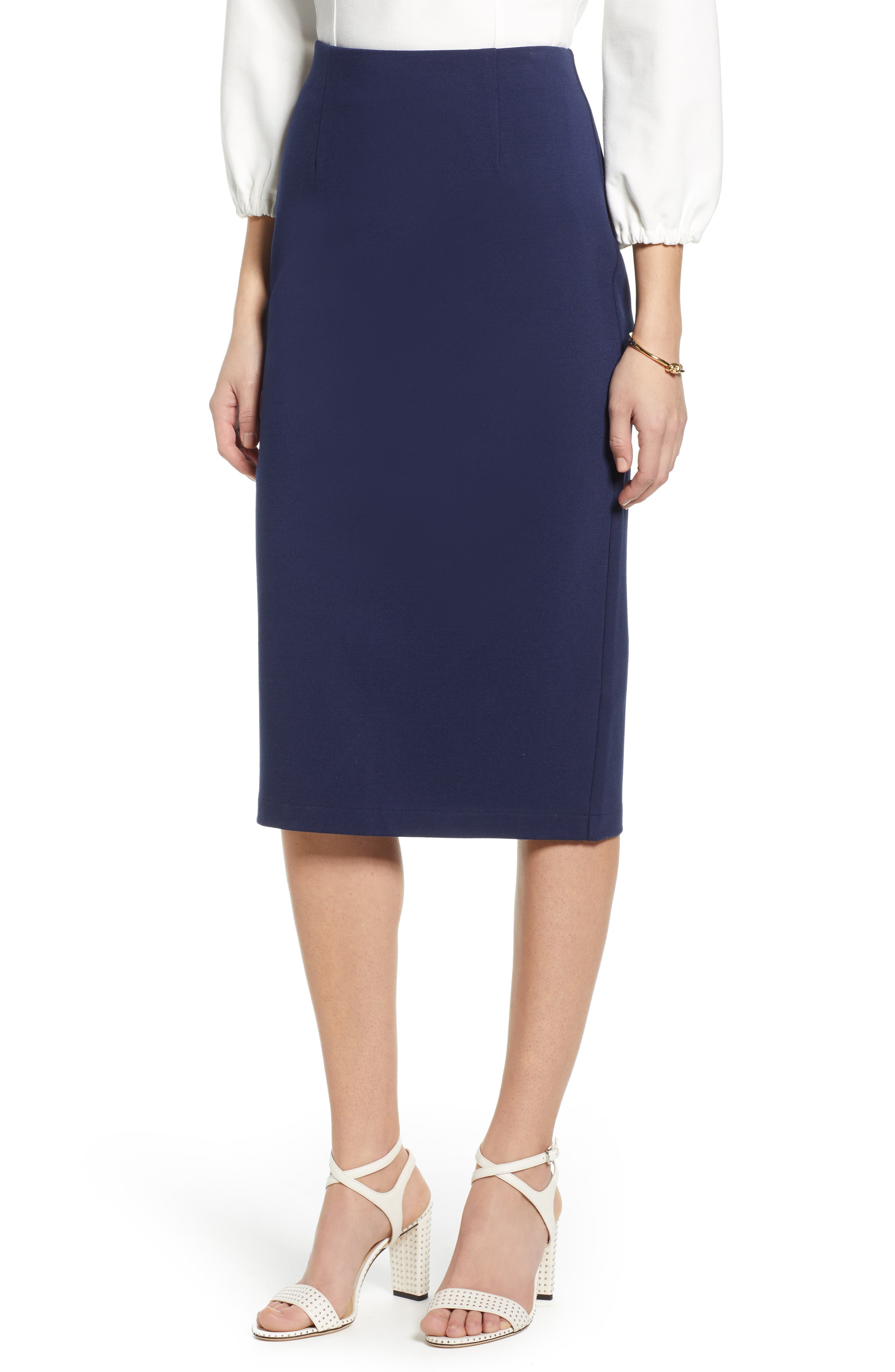 Petite Halogen Ponte Pencil Skirt, Blue