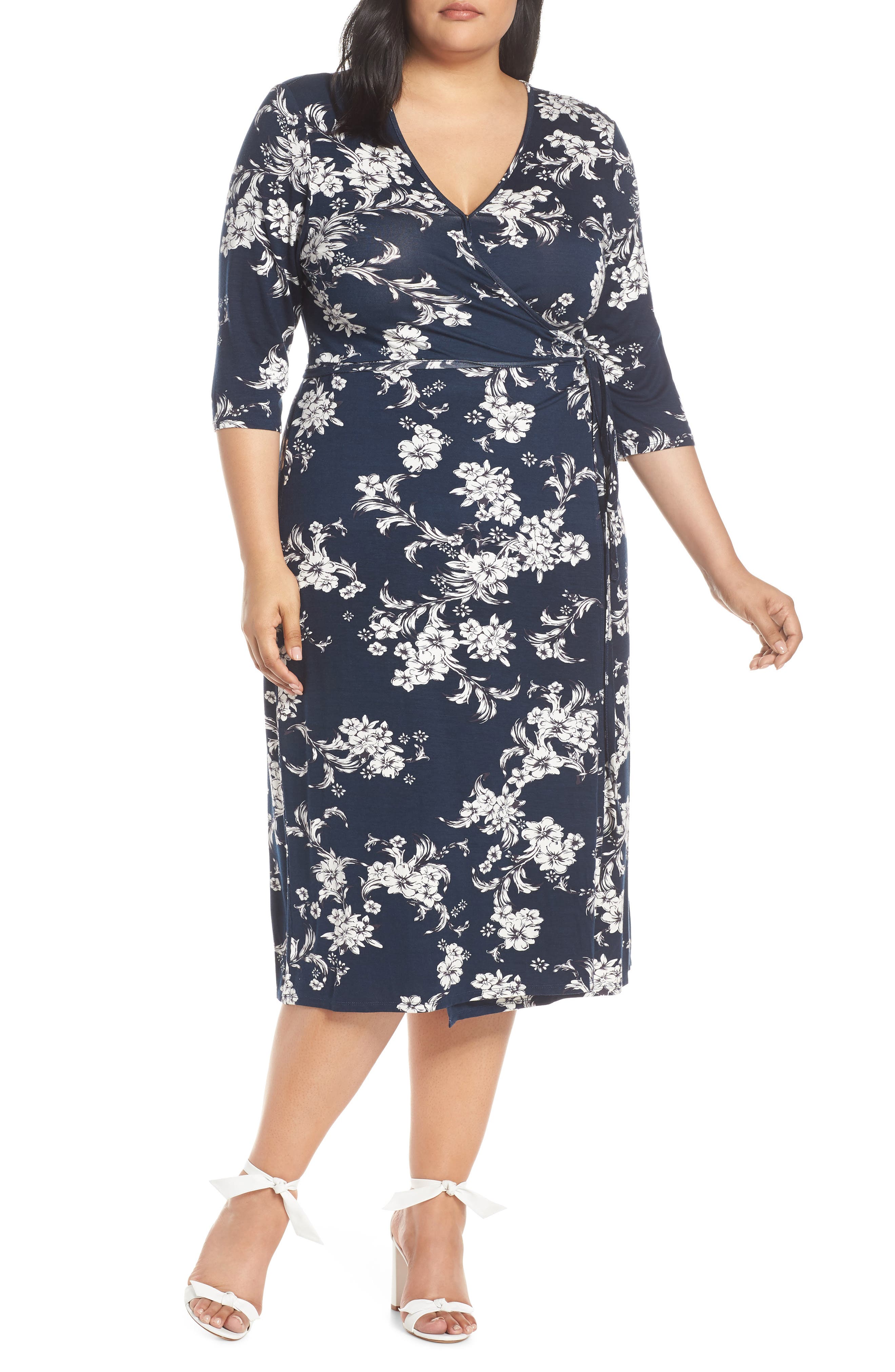 Plus Size Lemon Tart Penni Wrap Midi Dress, Black