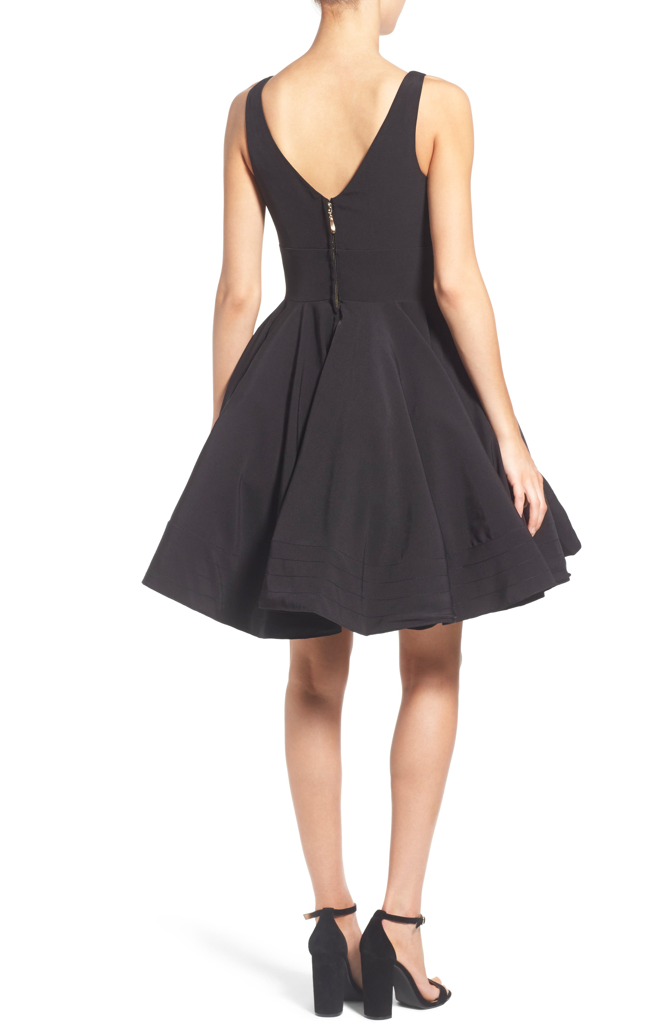 Ieena For MAC Duggal Double V-Neck Fit & Flare Party Dress